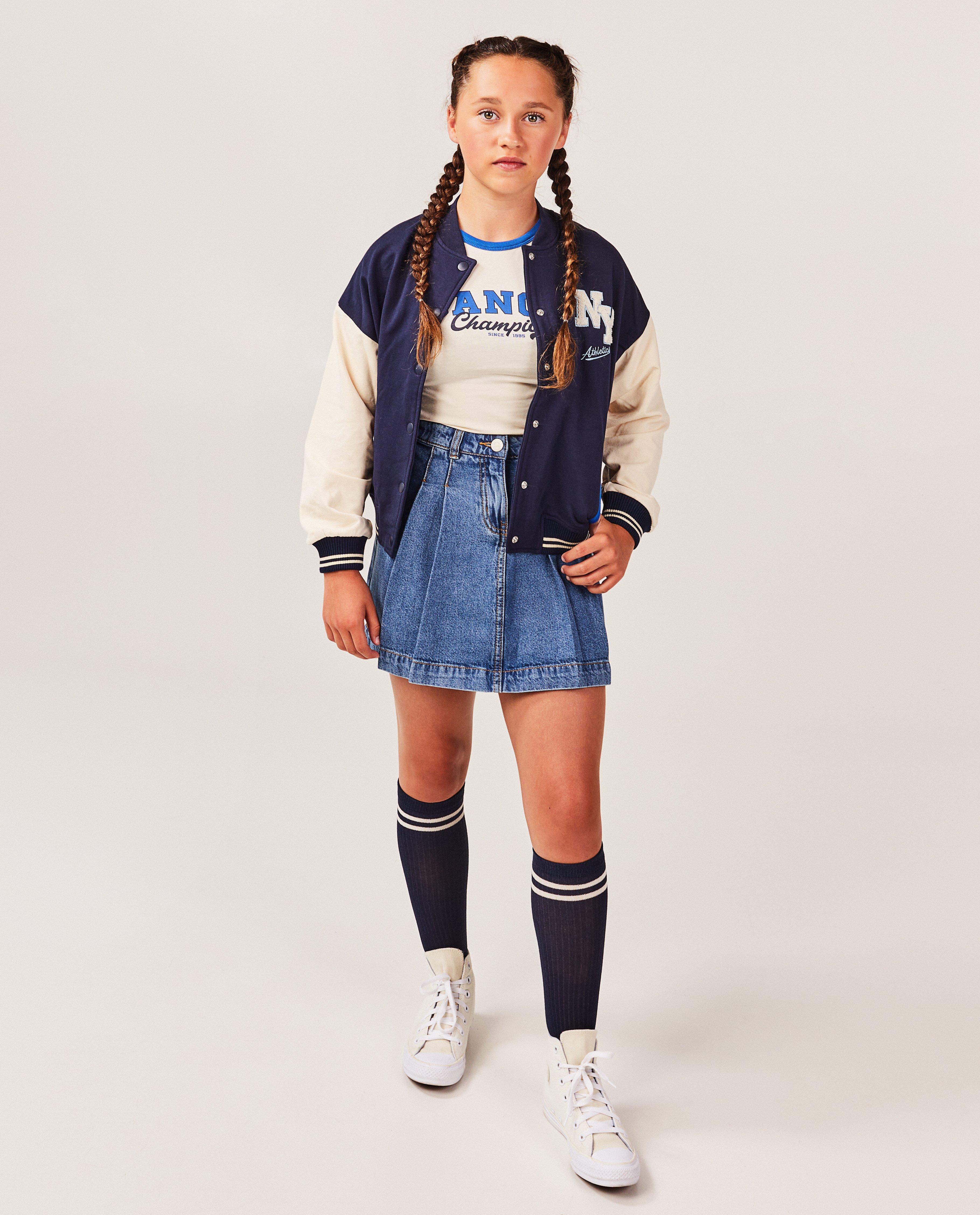 Rokken - Jeansrok met plooien