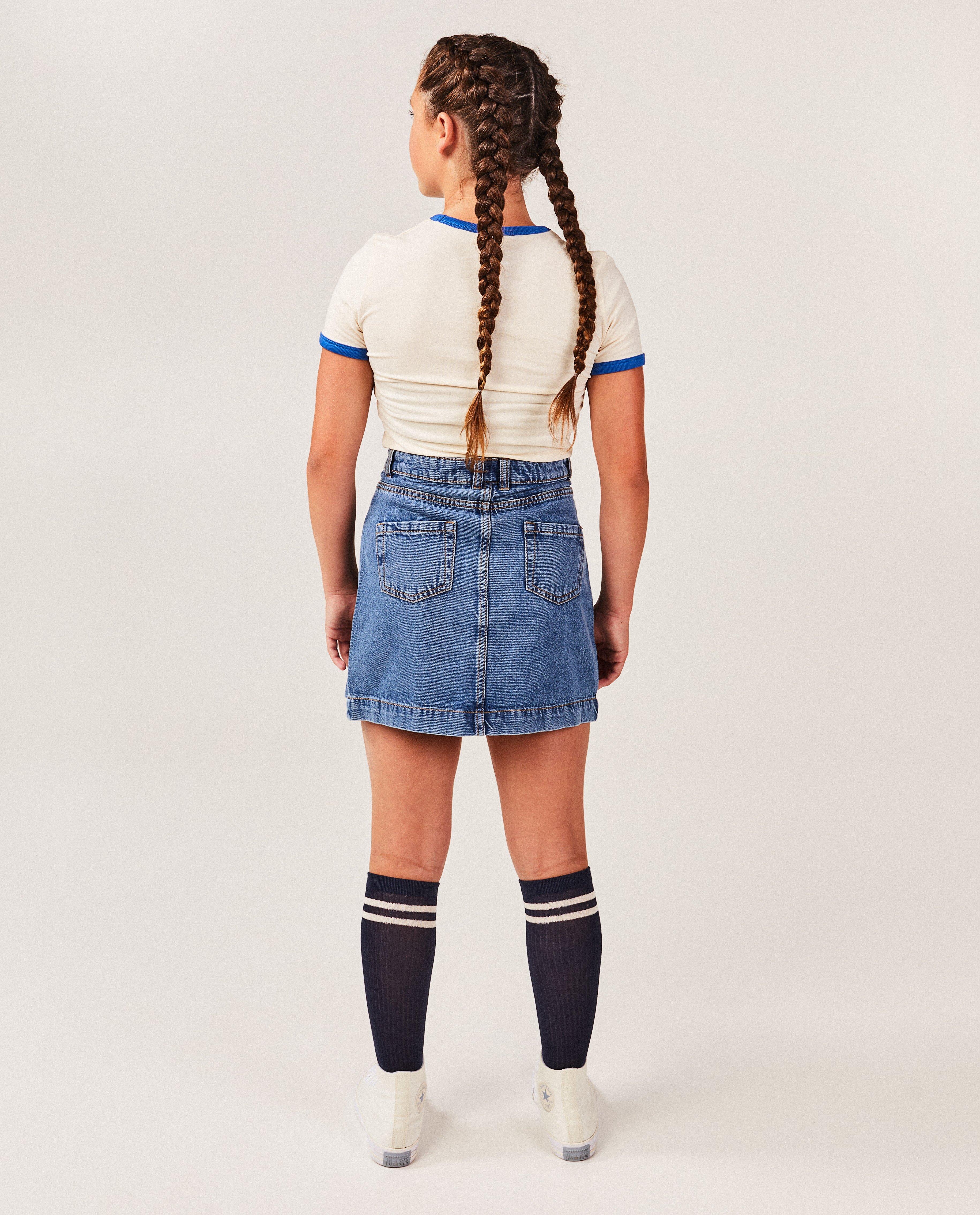 Rokken - Jeansrok met plooien