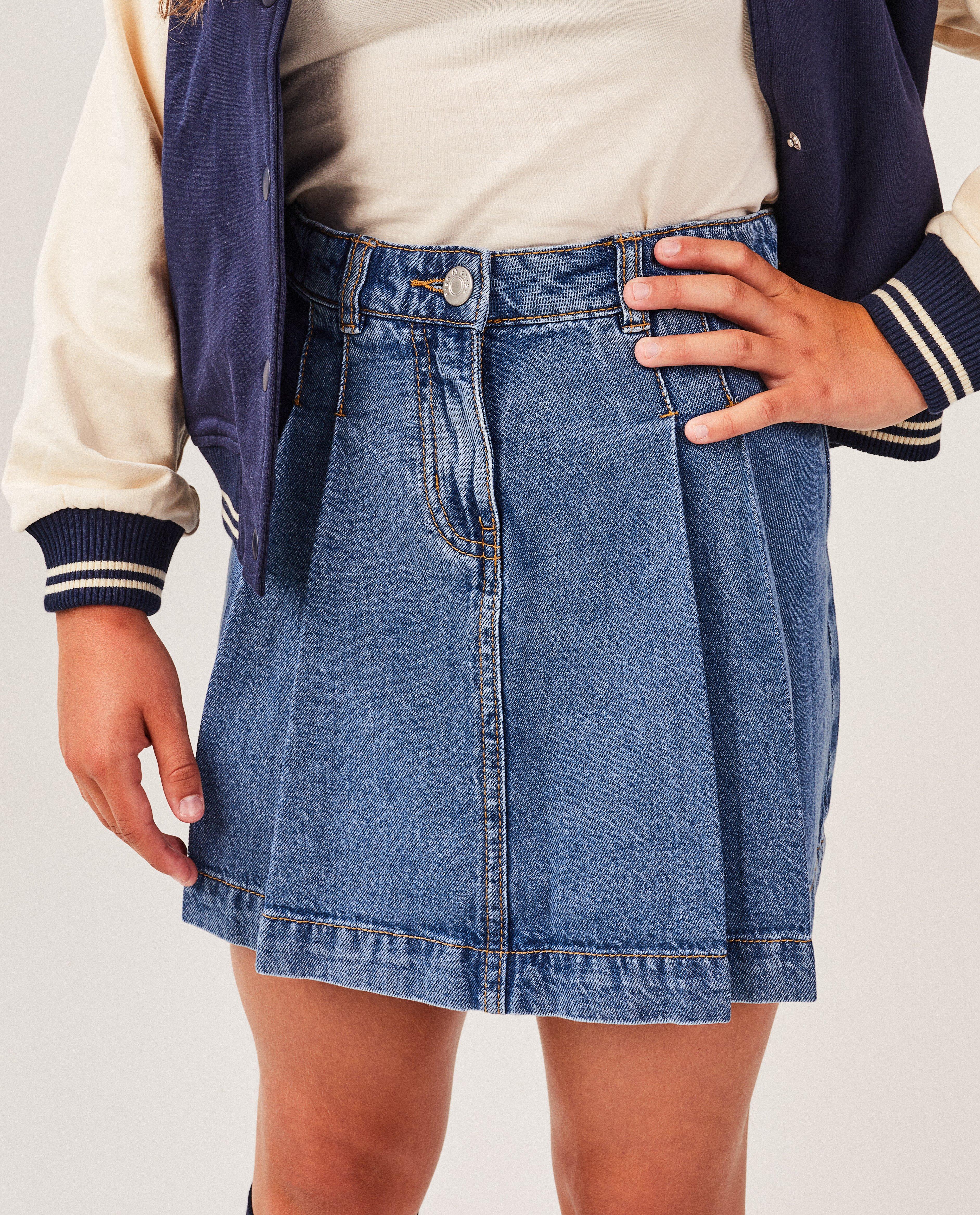 Rokken - Jeansrok met plooien