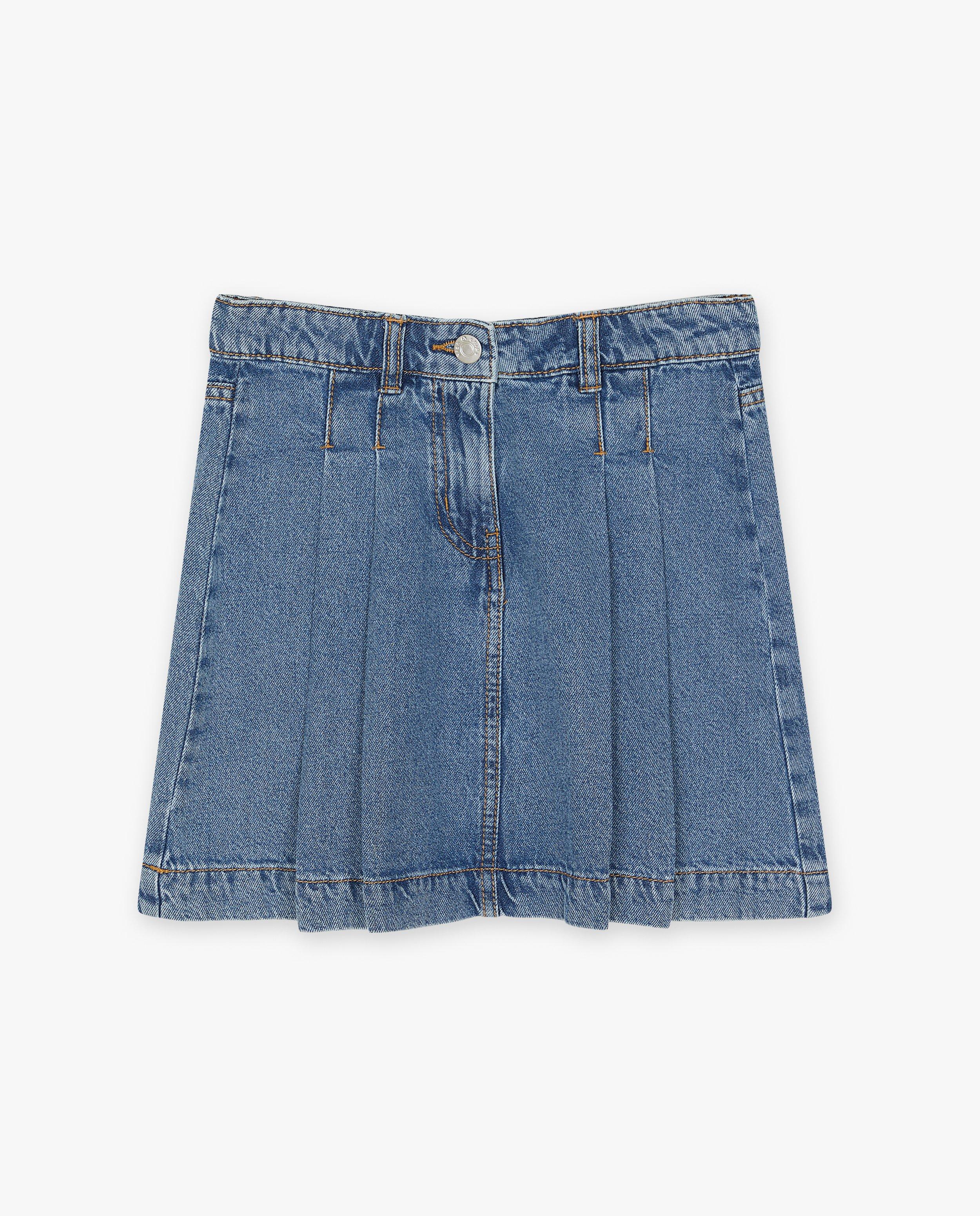 Rokken - Jeansrok met plooien