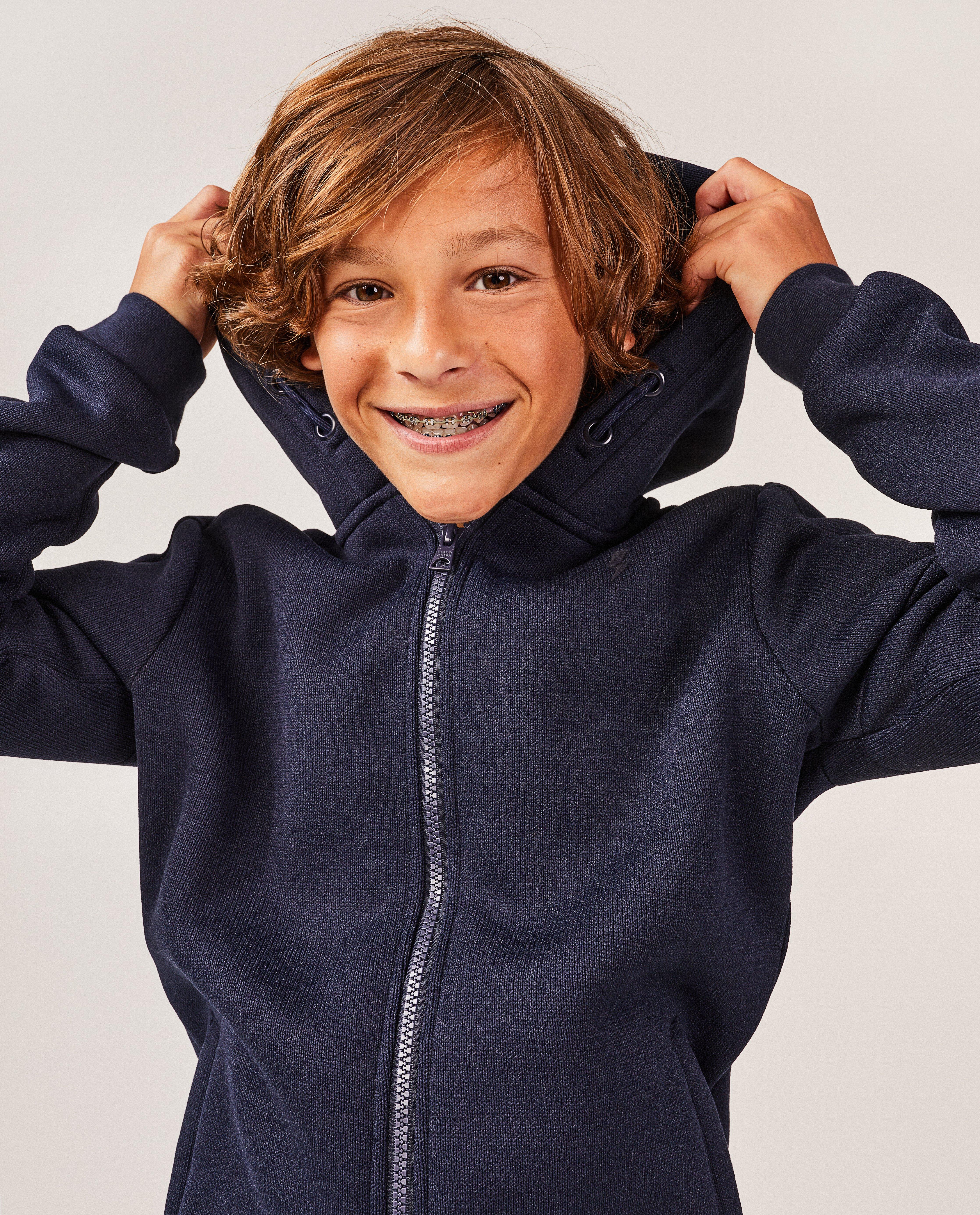 Cardigan - Donkerblauw vest met teddy voering