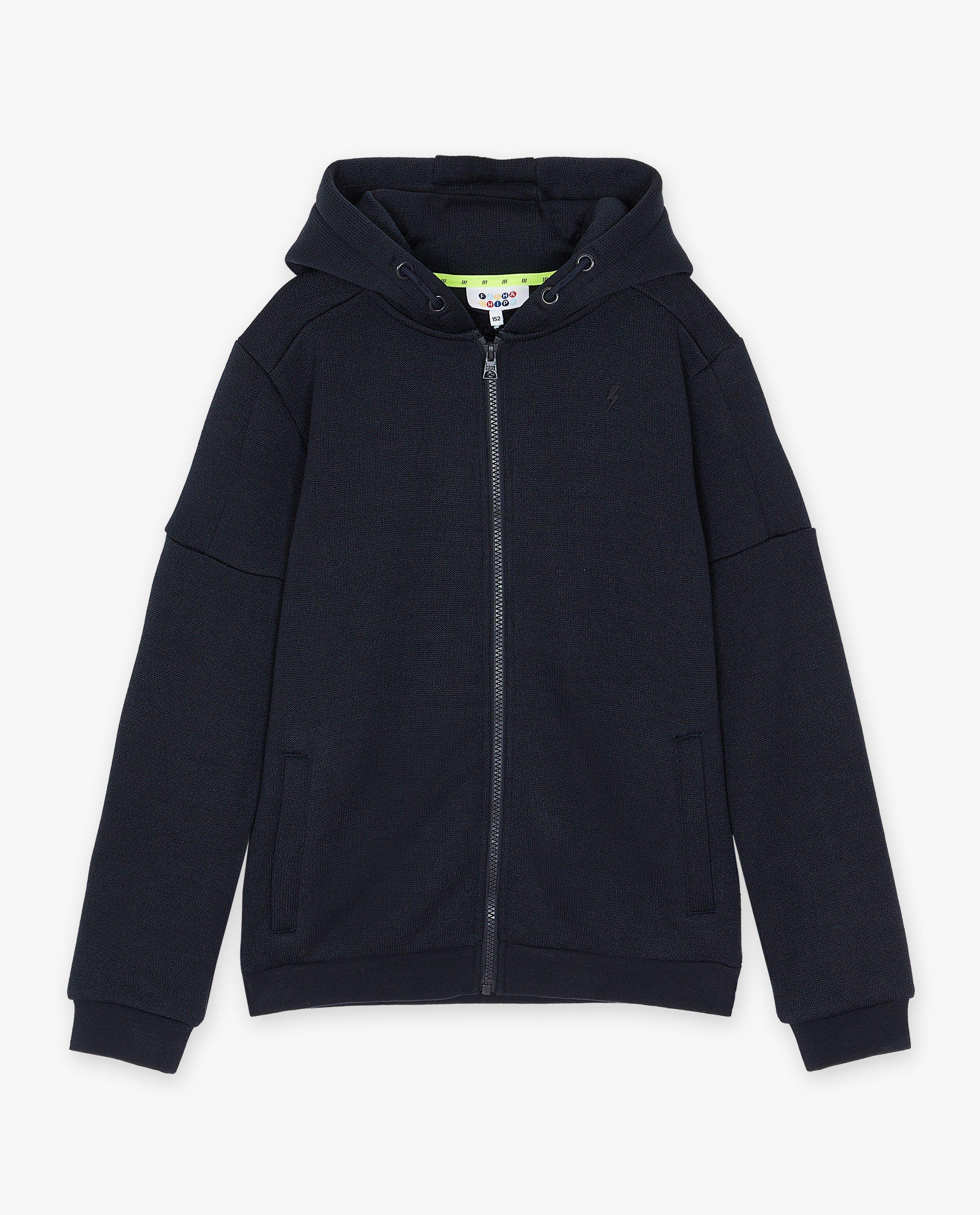 Cardigan - Donkerblauw vest met teddy voering