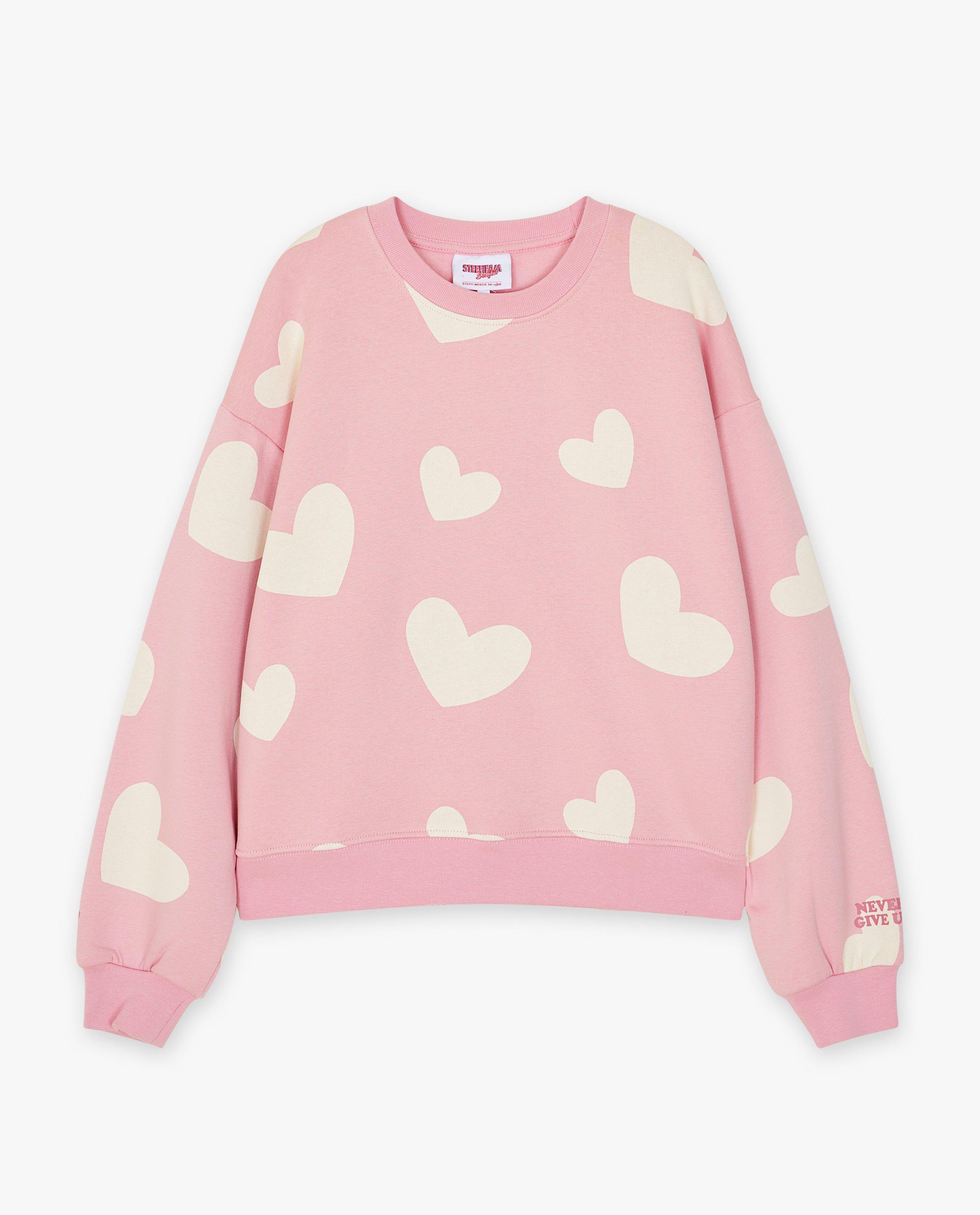 Sweaters - Roze sweater met hartjespatroon