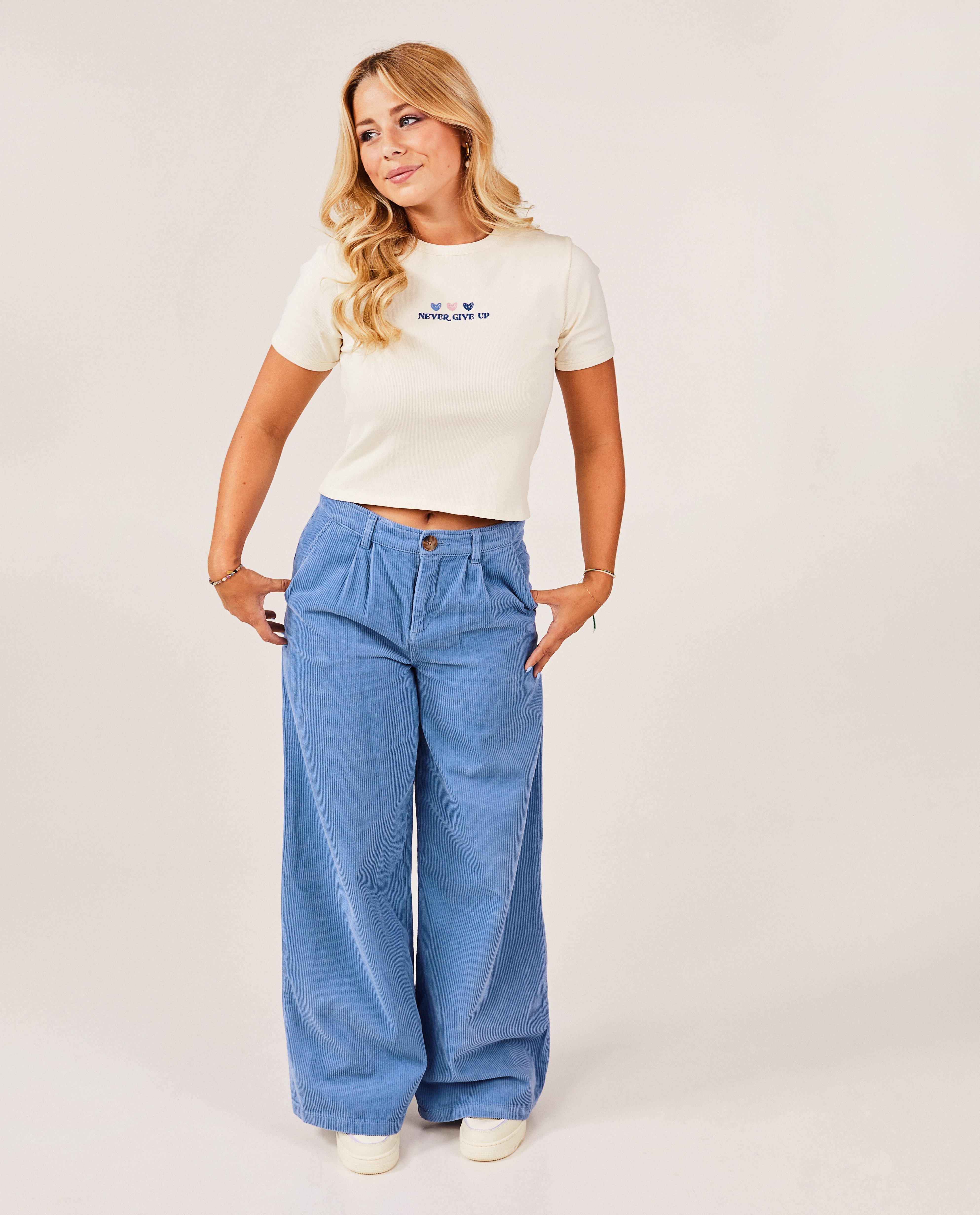 Offwhite T-shirt met rib - null - Steffi Mercie