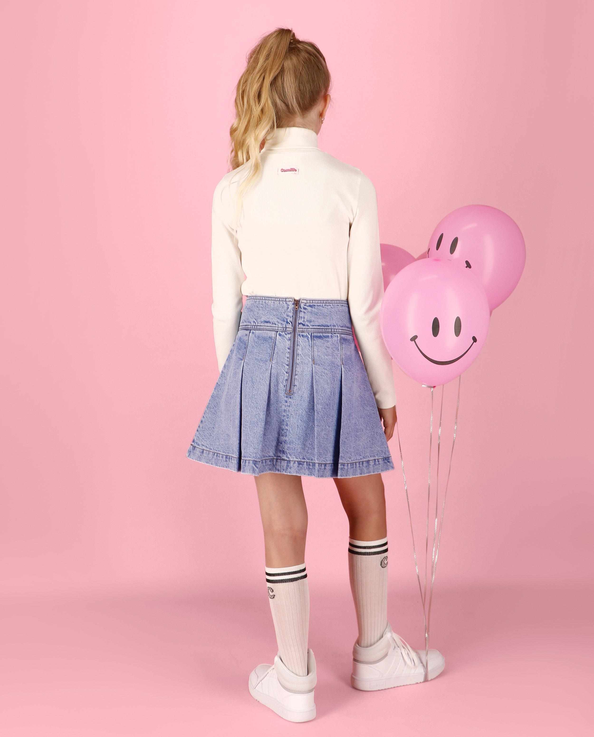 T-shirts - Witte longsleeve met rib, 4-14 jaar