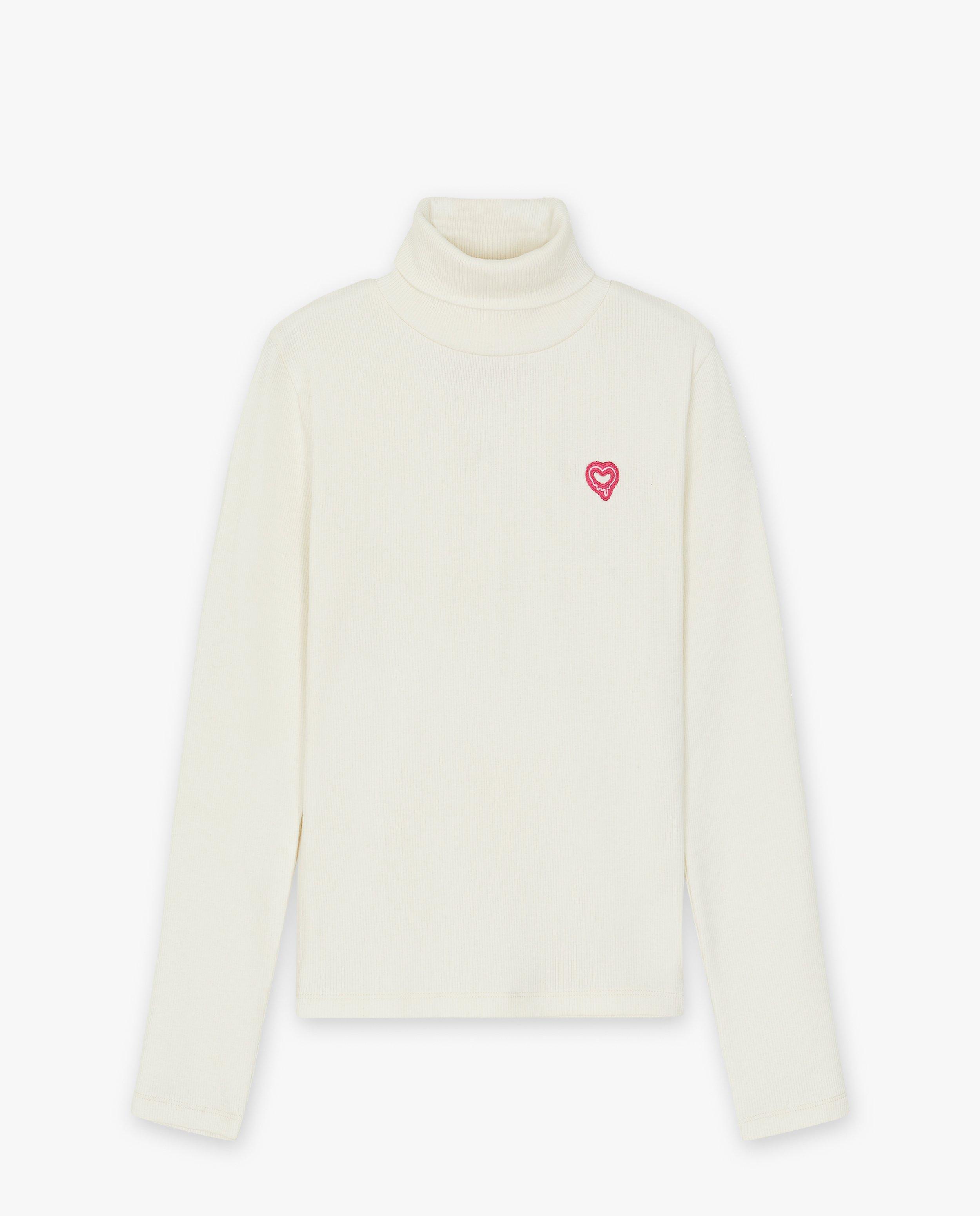 T-shirts - Witte longsleeve met rib, 4-14 jaar
