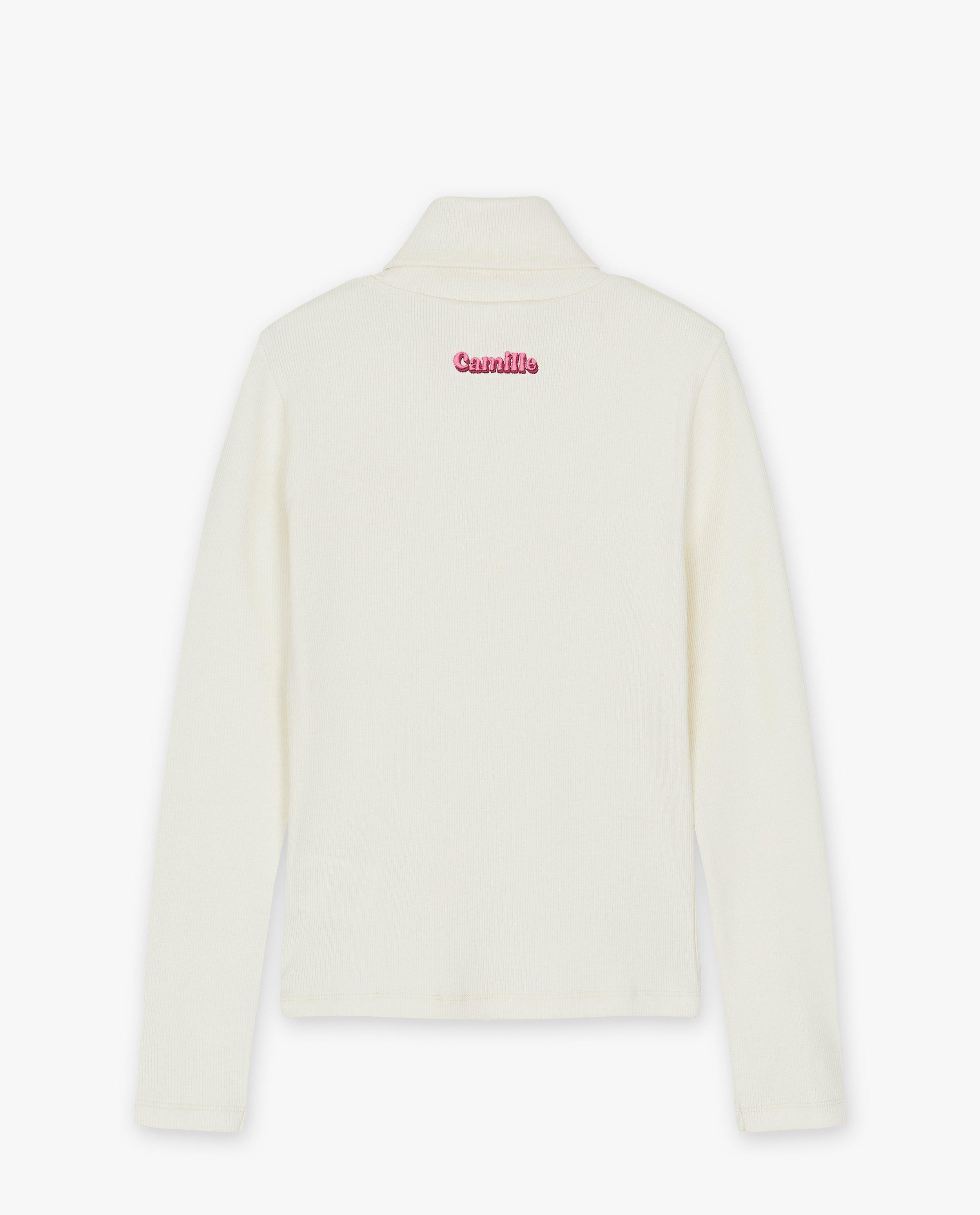 T-shirts - Witte longsleeve met rib, 4-14 jaar