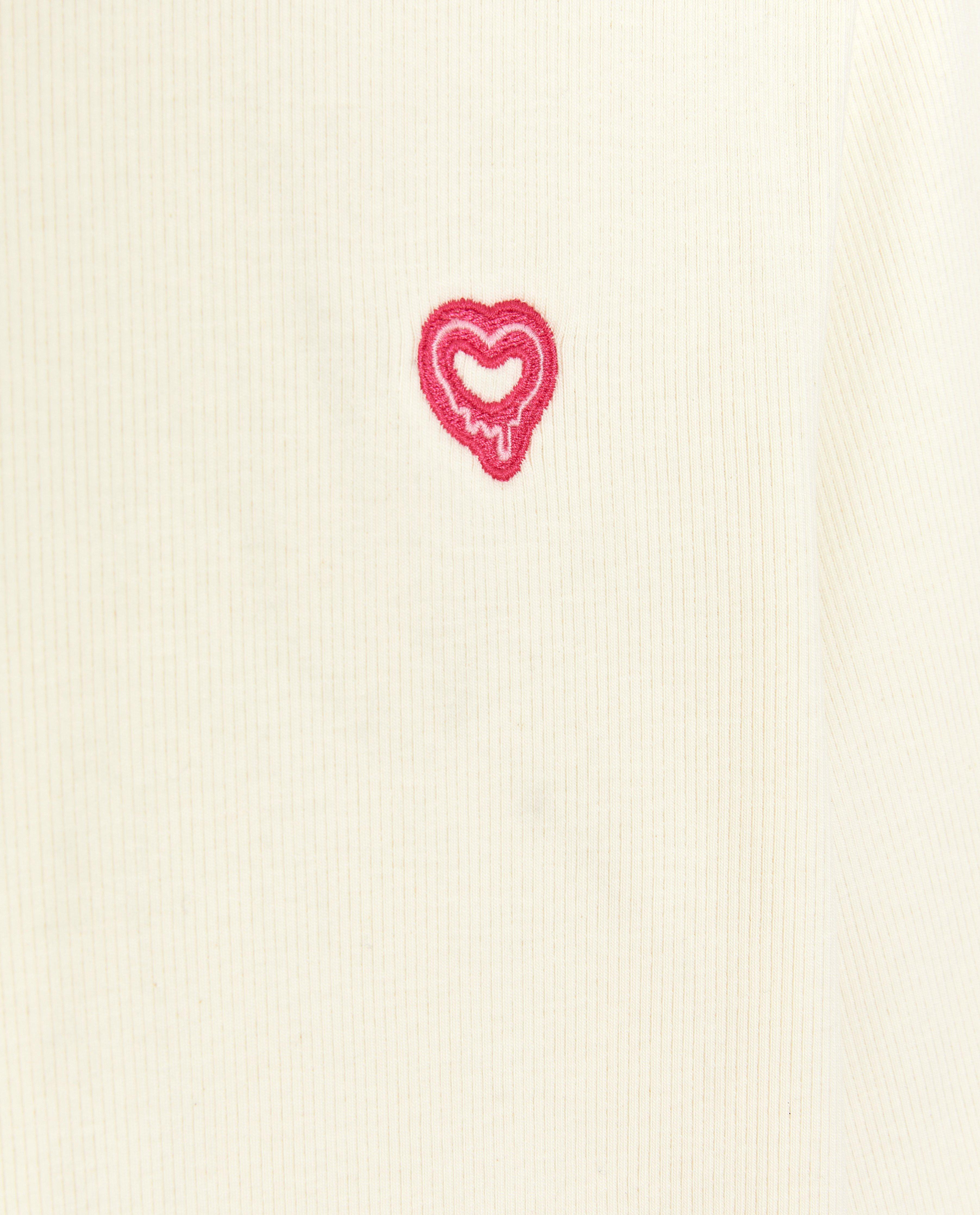 T-shirts - Witte longsleeve met rib, 4-14 jaar