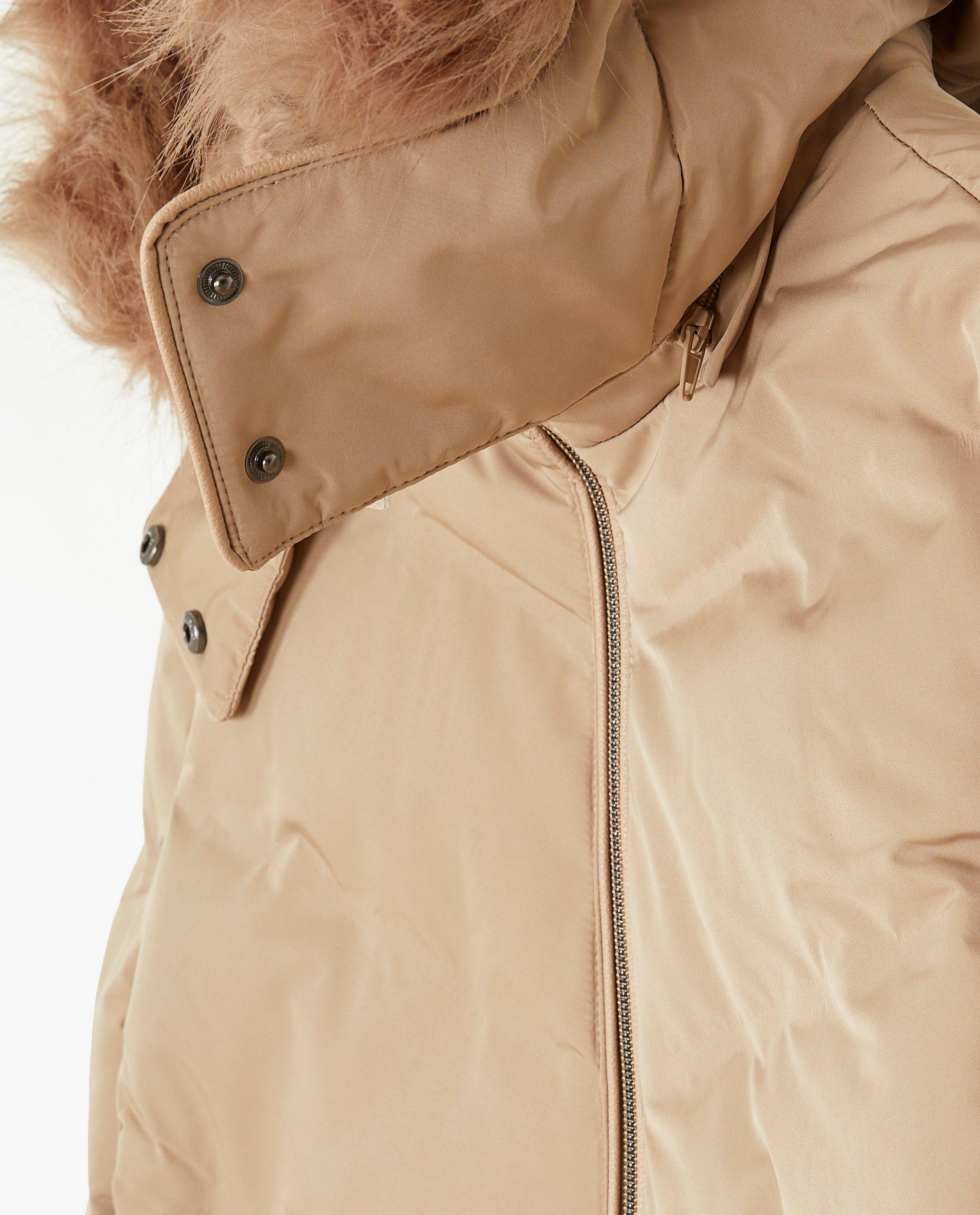 Donsjassen - Beige jas met afneembare kap