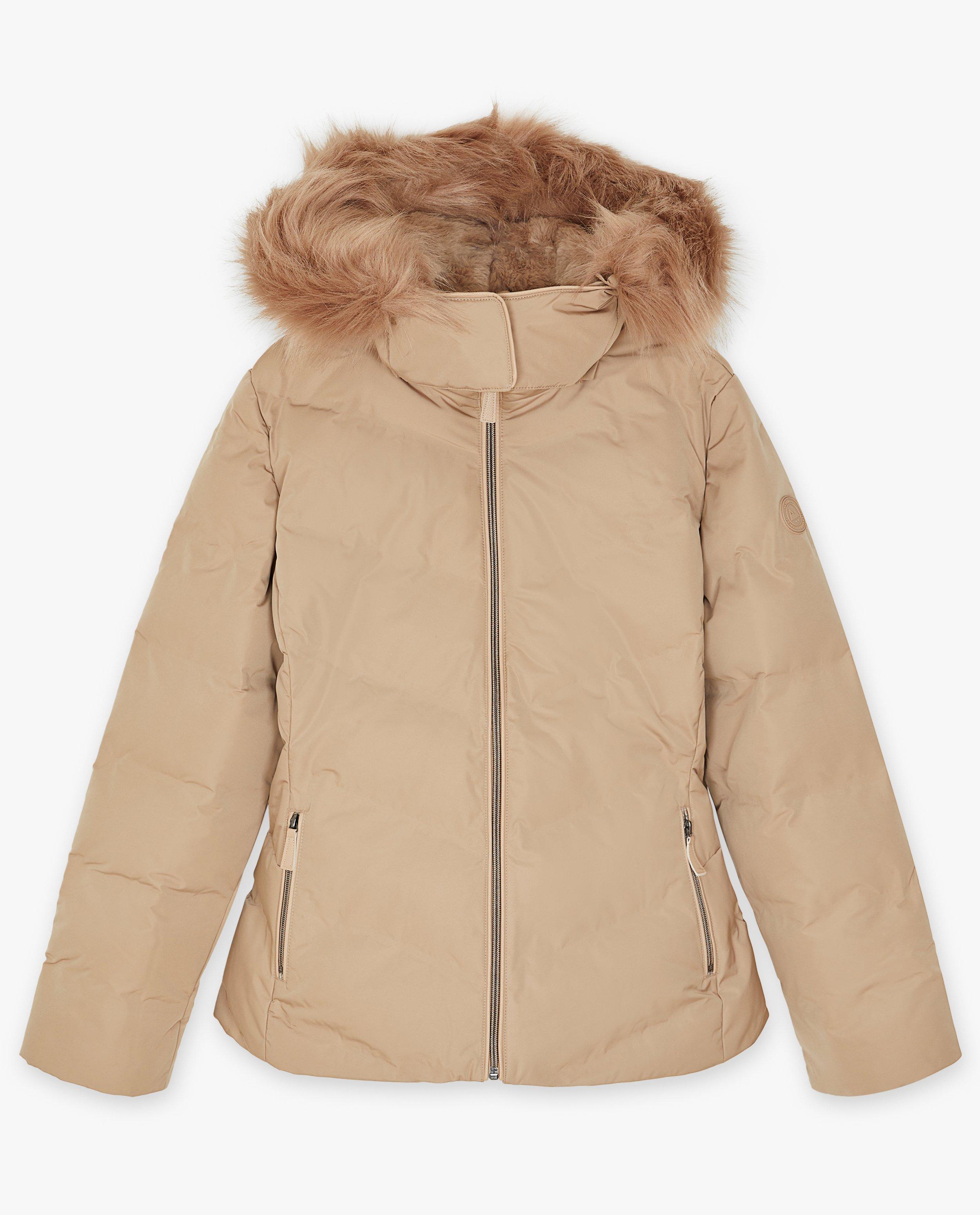 Donsjassen - Beige jas met afneembare kap