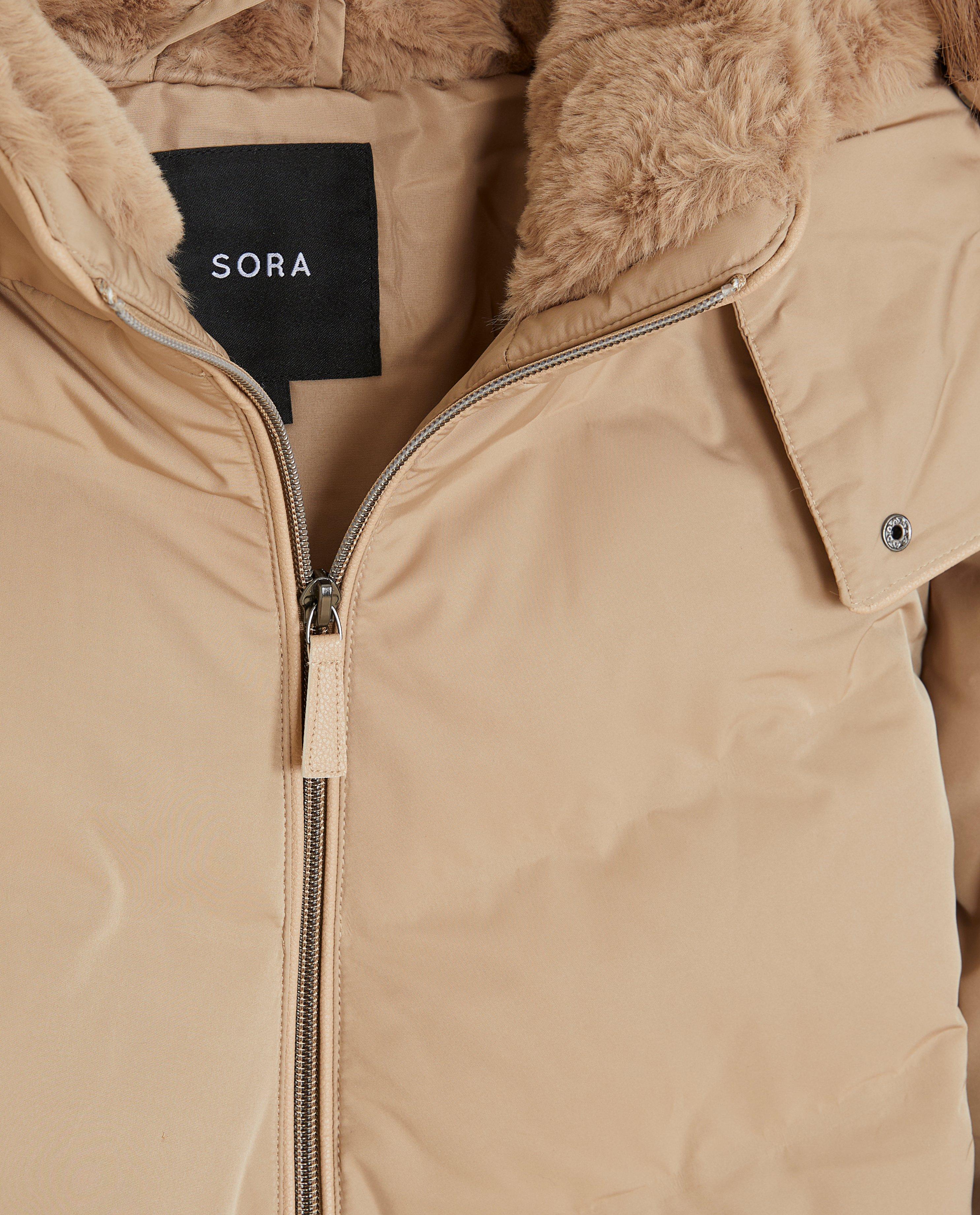 Donsjassen - Beige jas met afneembare kap