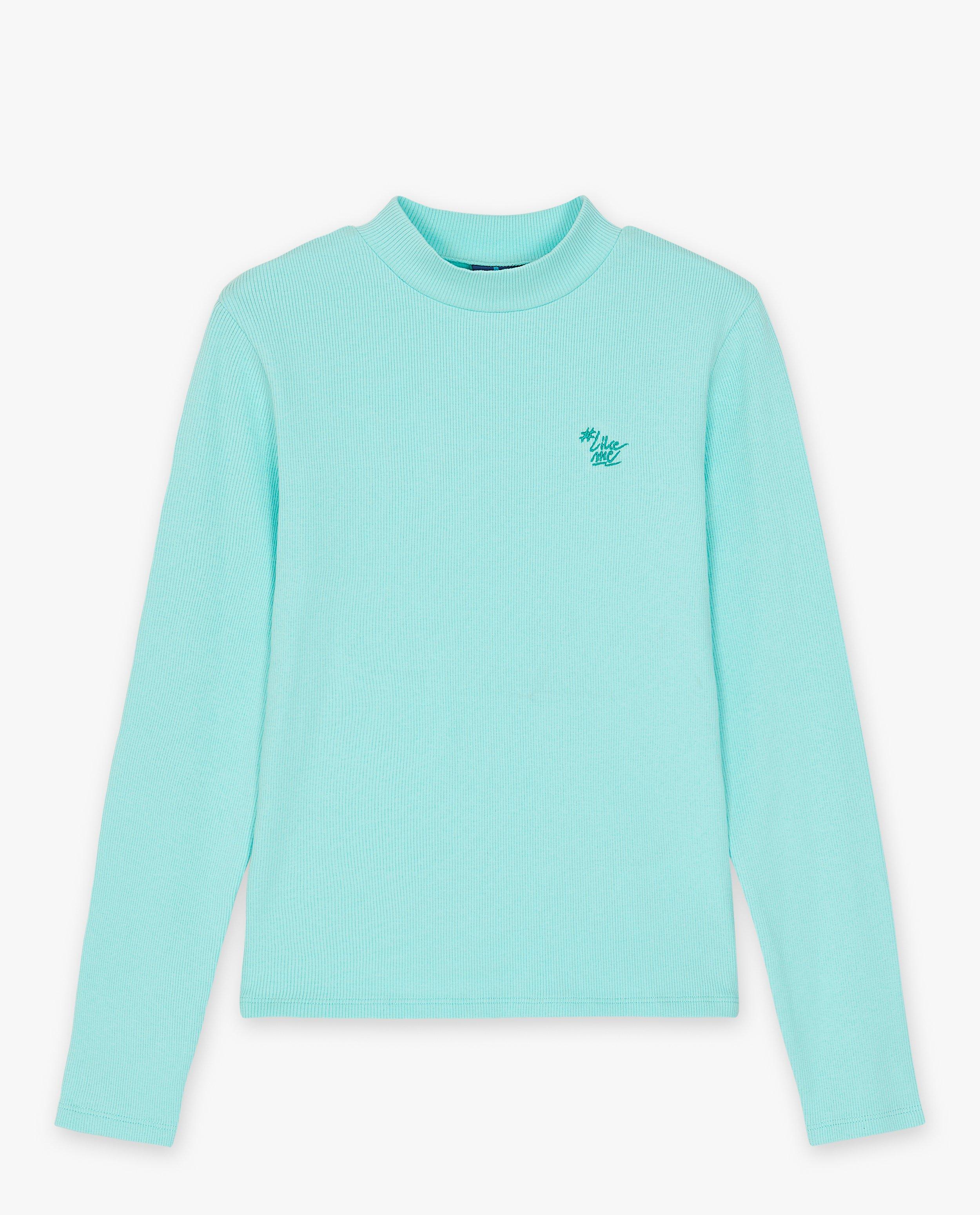 T-shirts - Blauwe longsleeve met rib