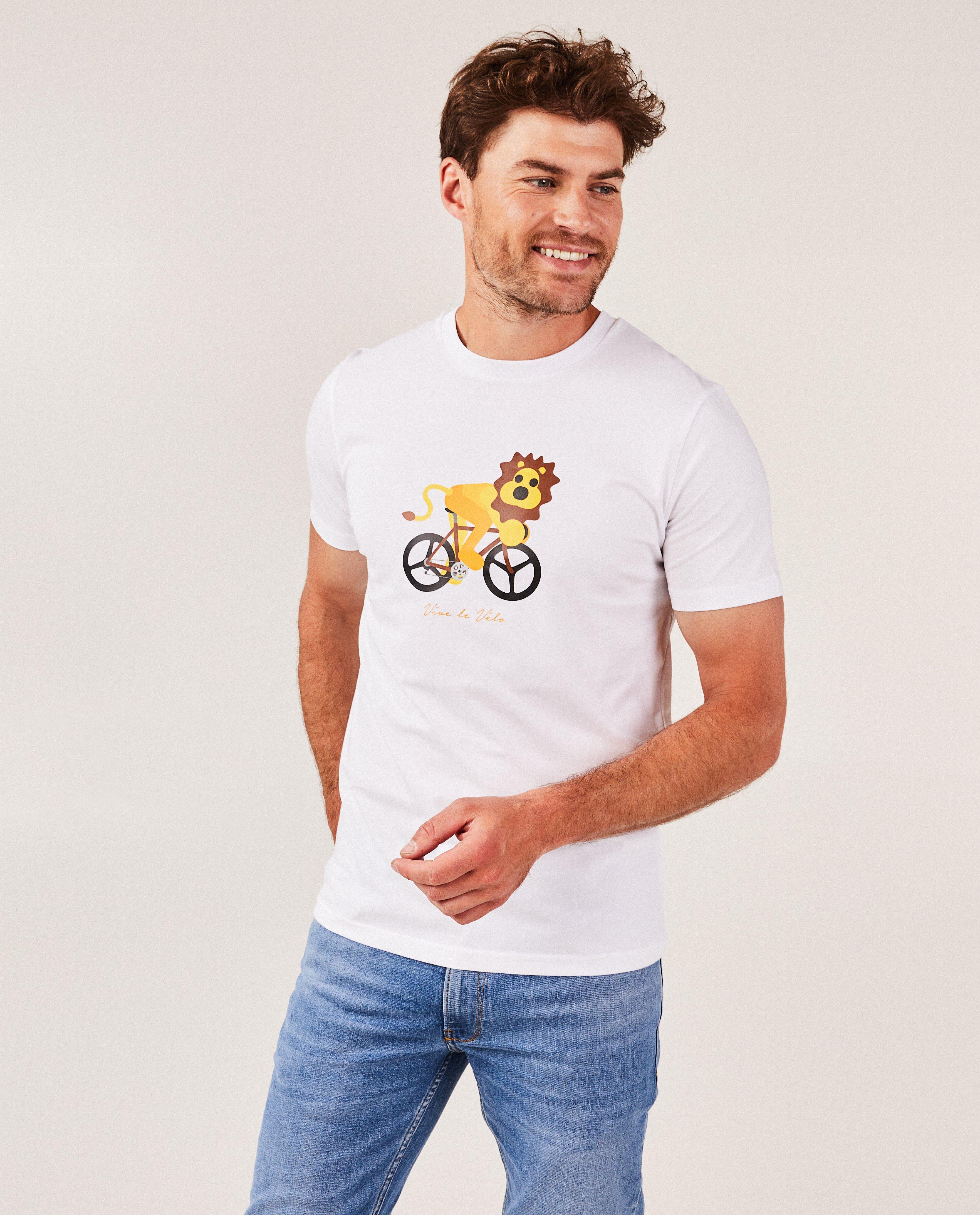 T-shirts - T-shirt avec un lion sur un vélo, hommes