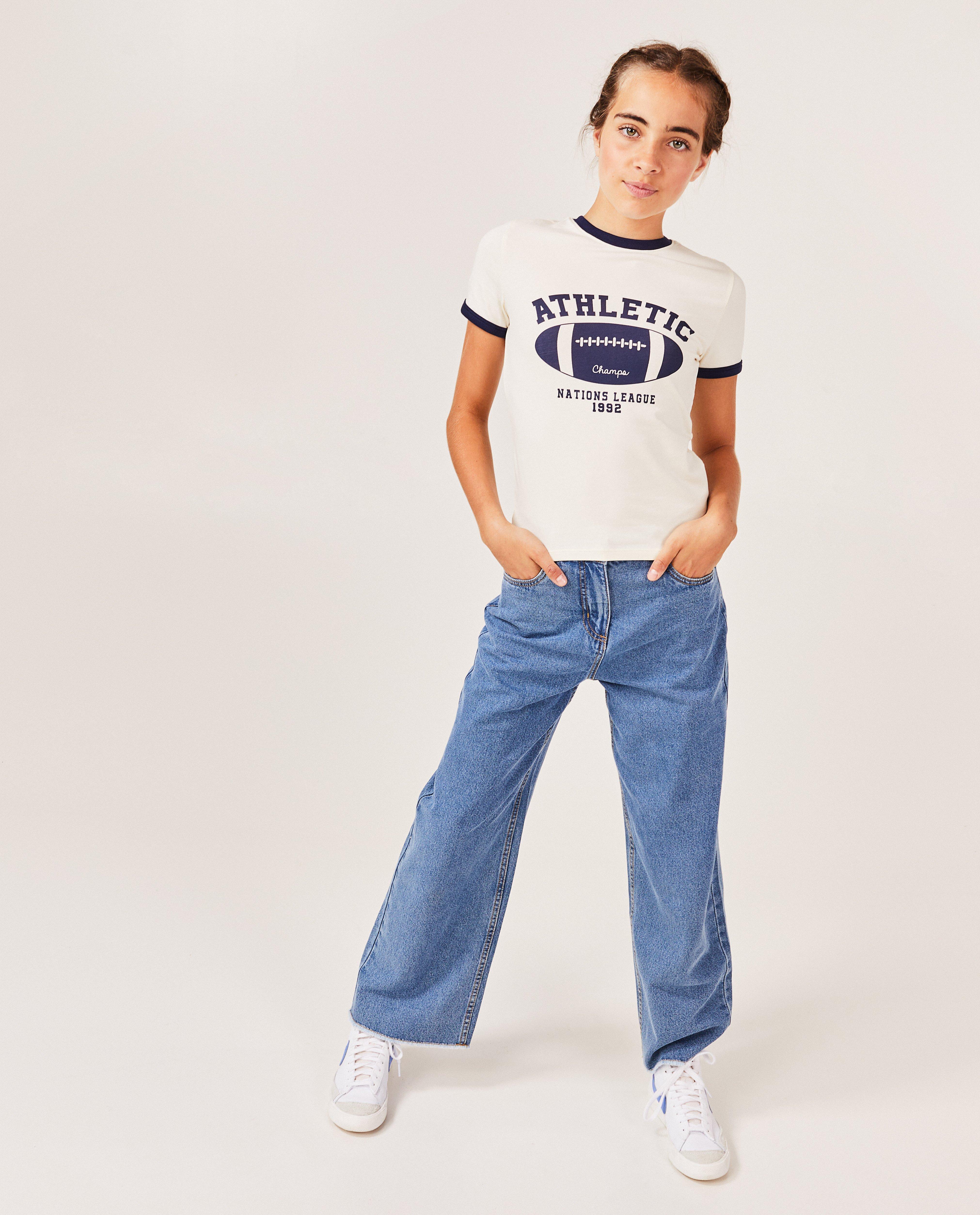 Jeans bleu, straight fit - D&eacute;tails du produit - bleu - image num&eacute;ro 2