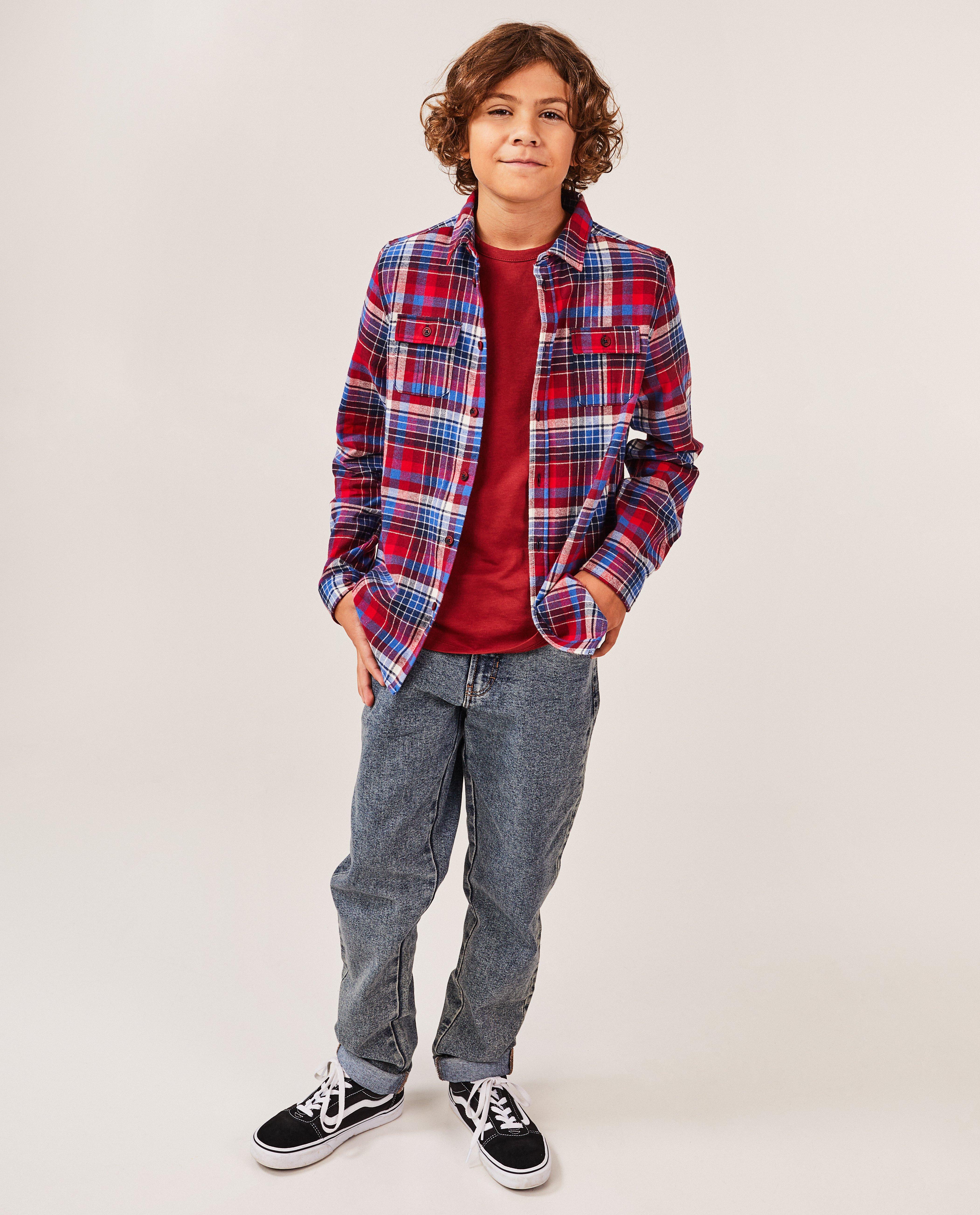 Flanellen hemd met ruiten, 7-14 jaar - null - Fish & Chips