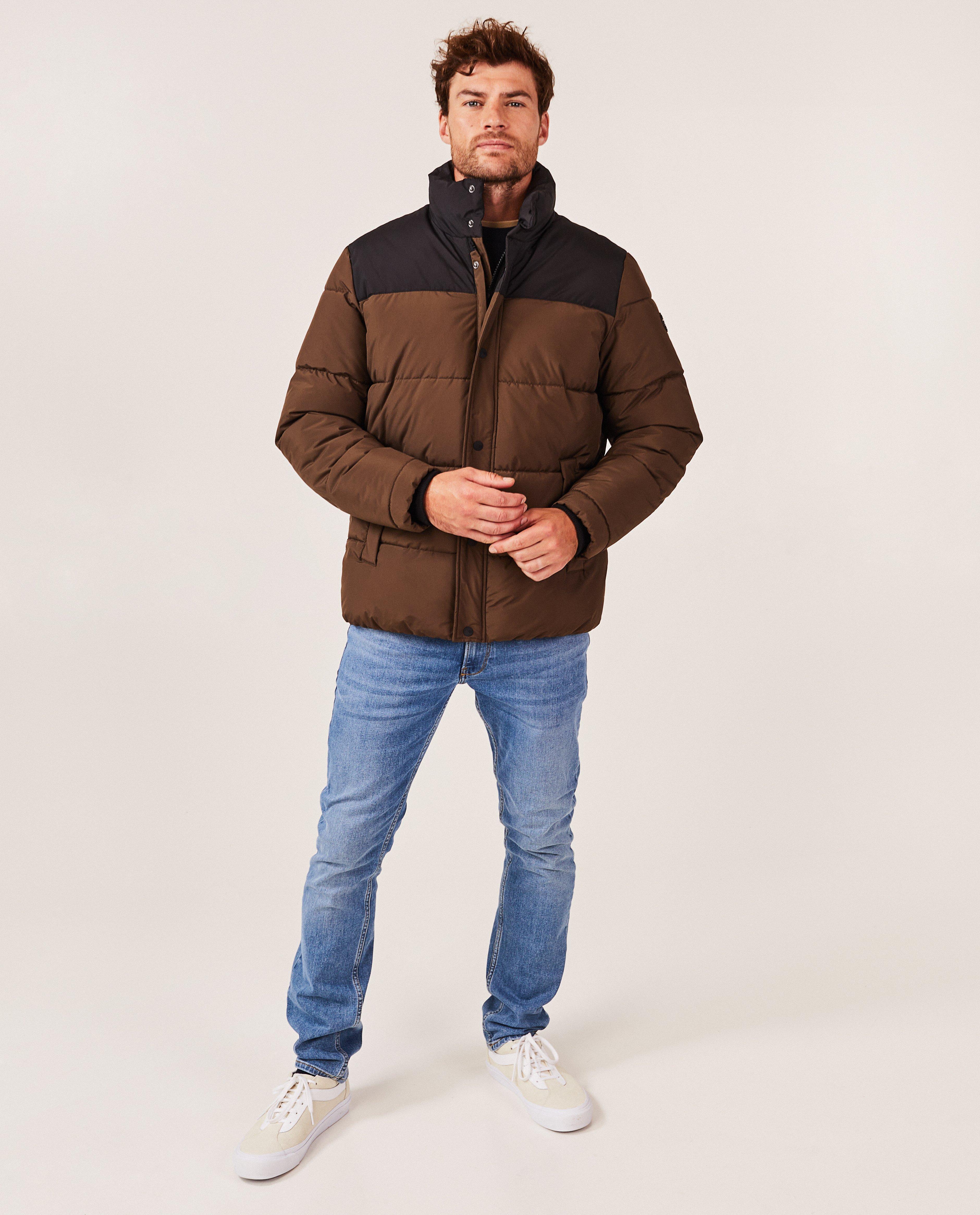 Donkerbruine jas met color block - null - Quarterback