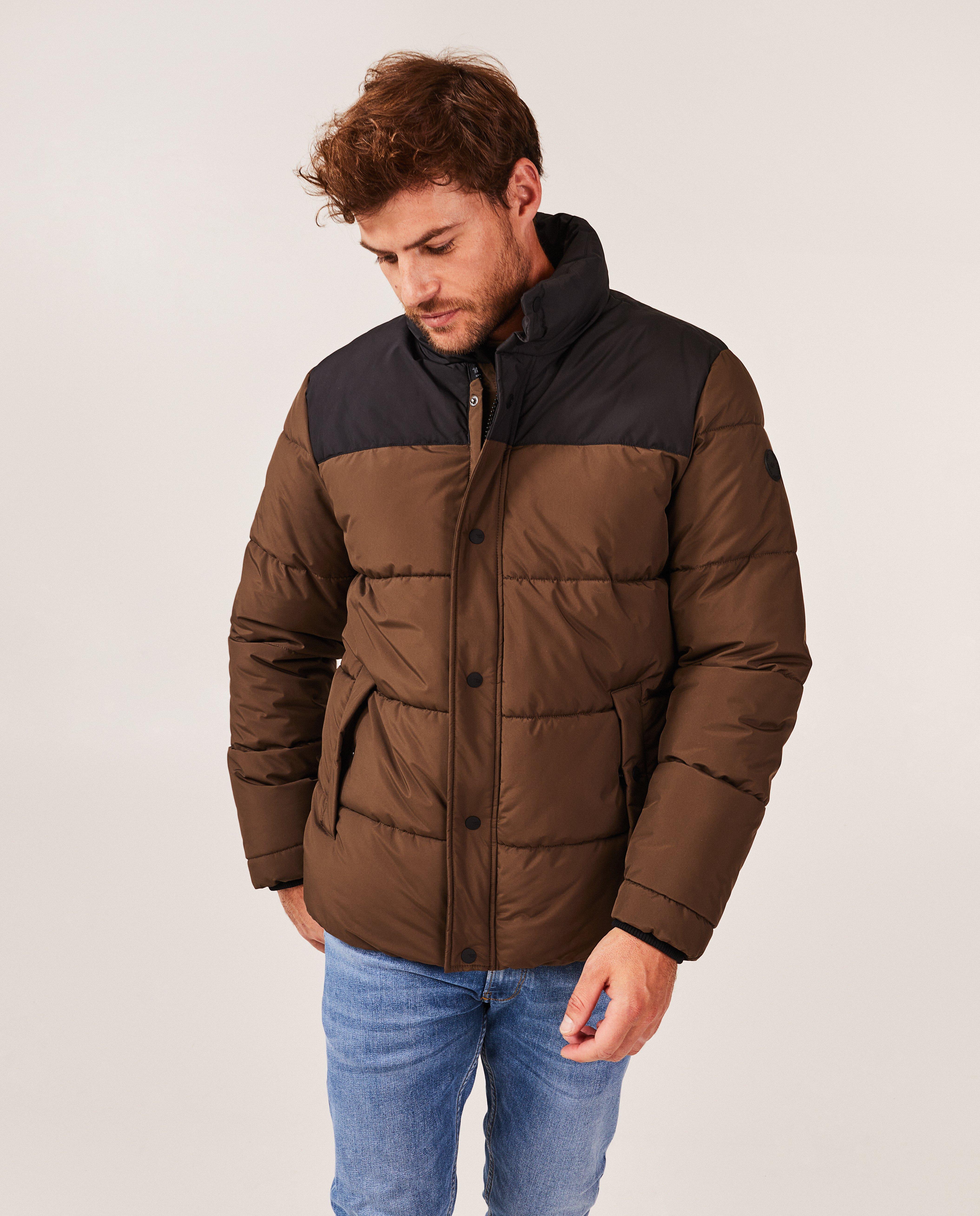 Doudounes - Veste brun foncé, color block