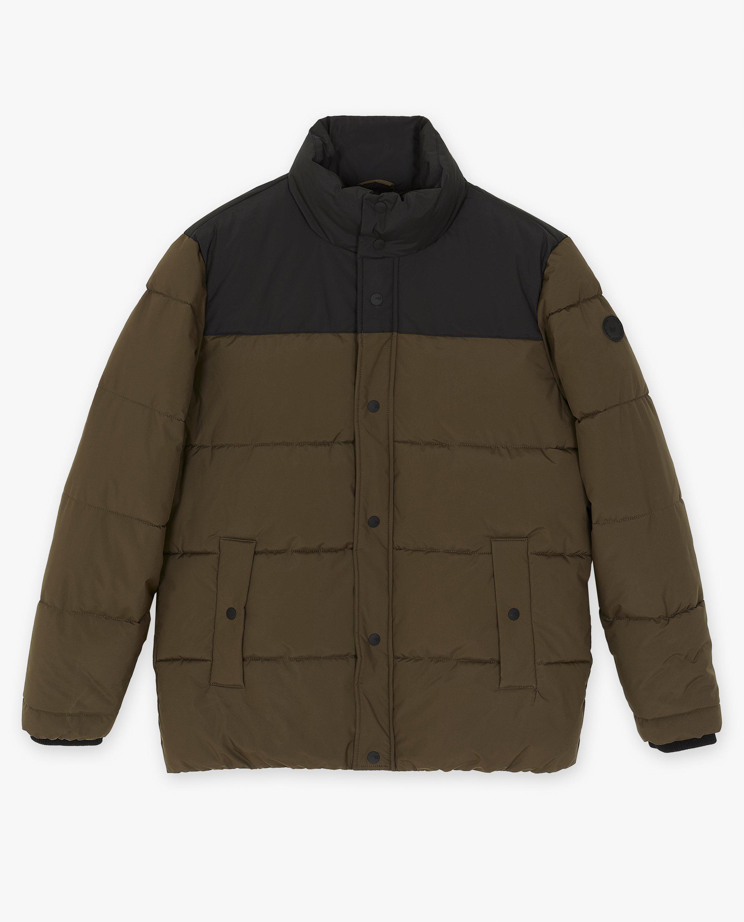 Donsjassen - Donkerbruine jas met color block