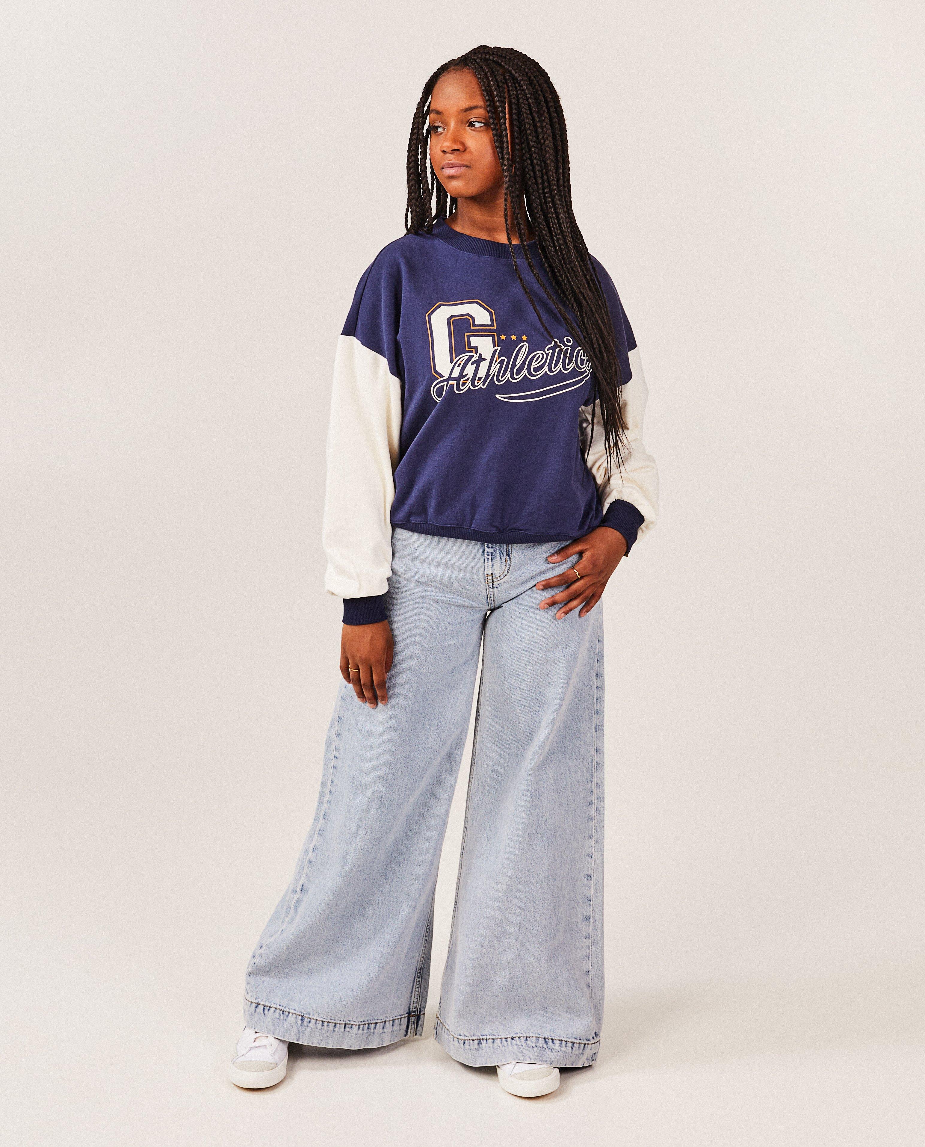 Lichtblauwe jeans, wide leg fit - null - Groggy