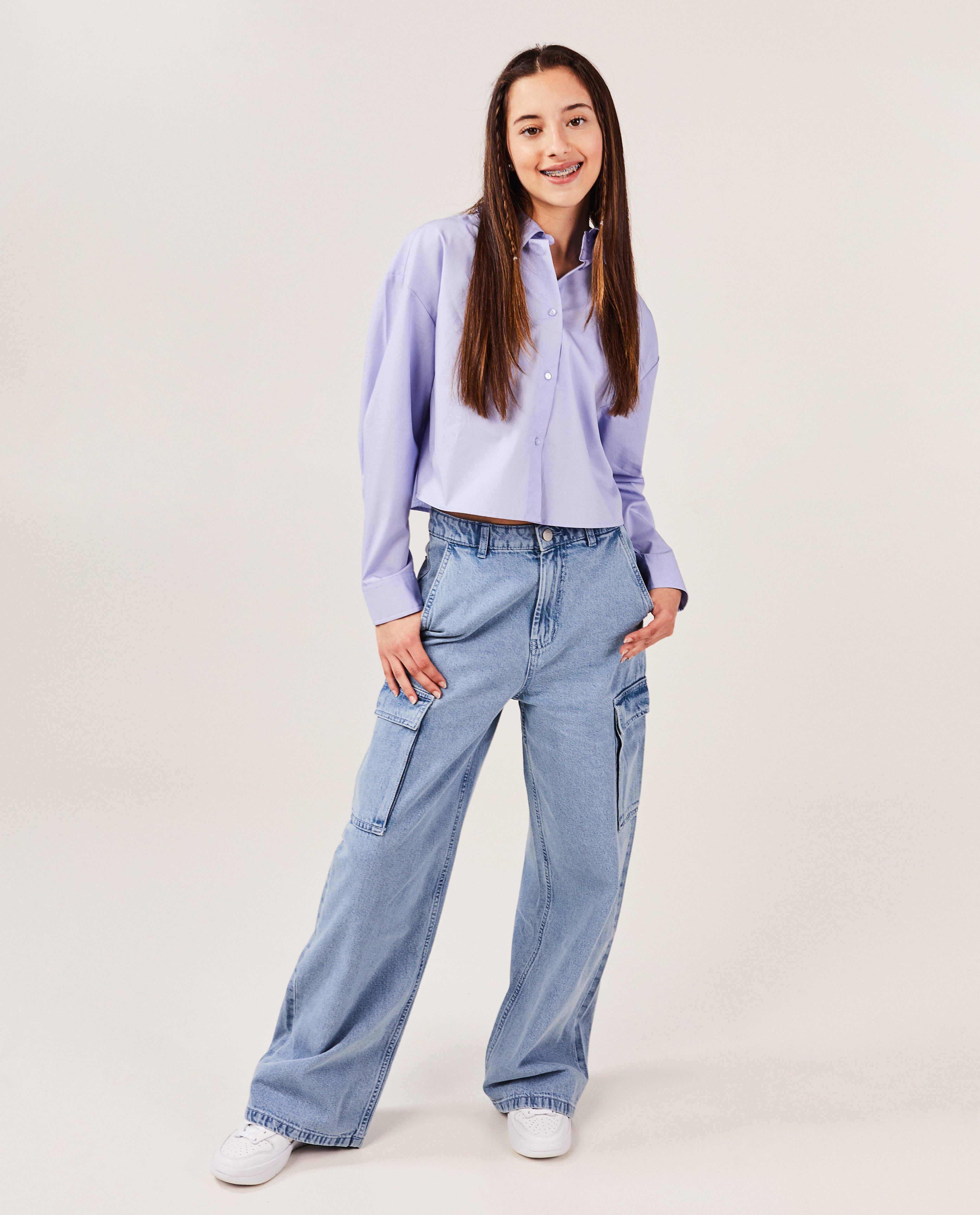 Blauwe jeans, cargo fit - null - Groggy