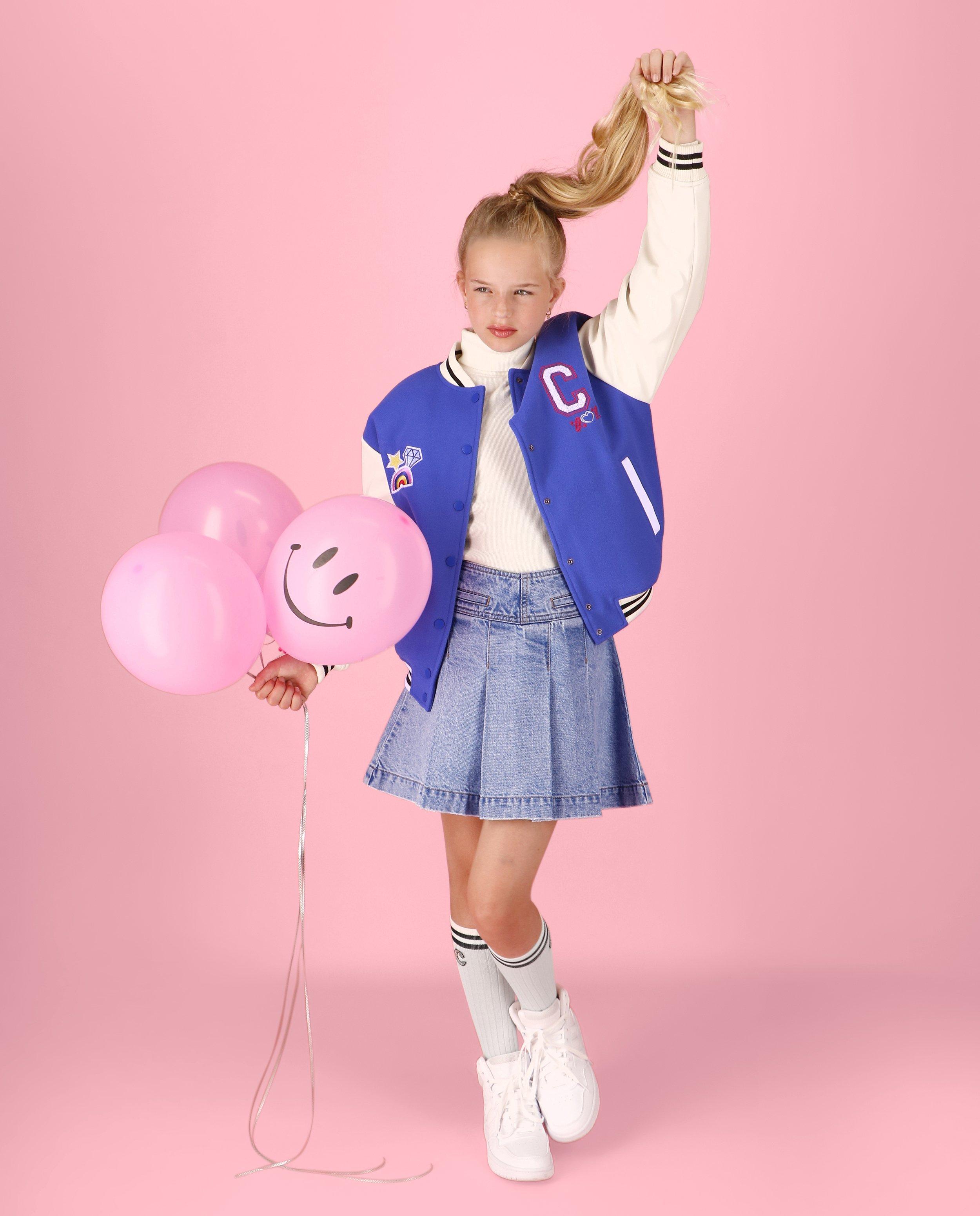 Denim plooirok met patch, 4-14 jaar - null - CAMILLE