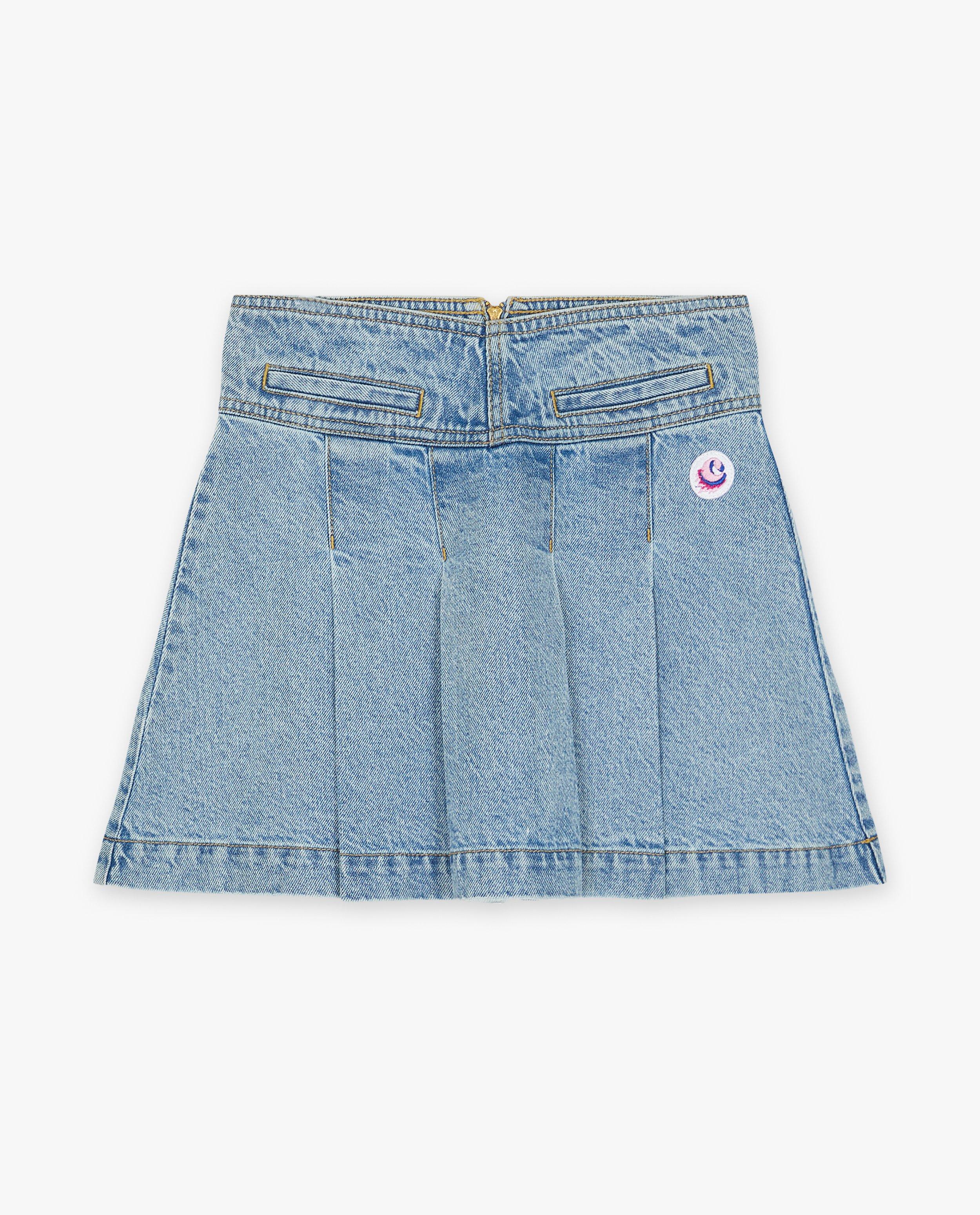 Rokken - Denim plooirok met patch, 4-14 jaar