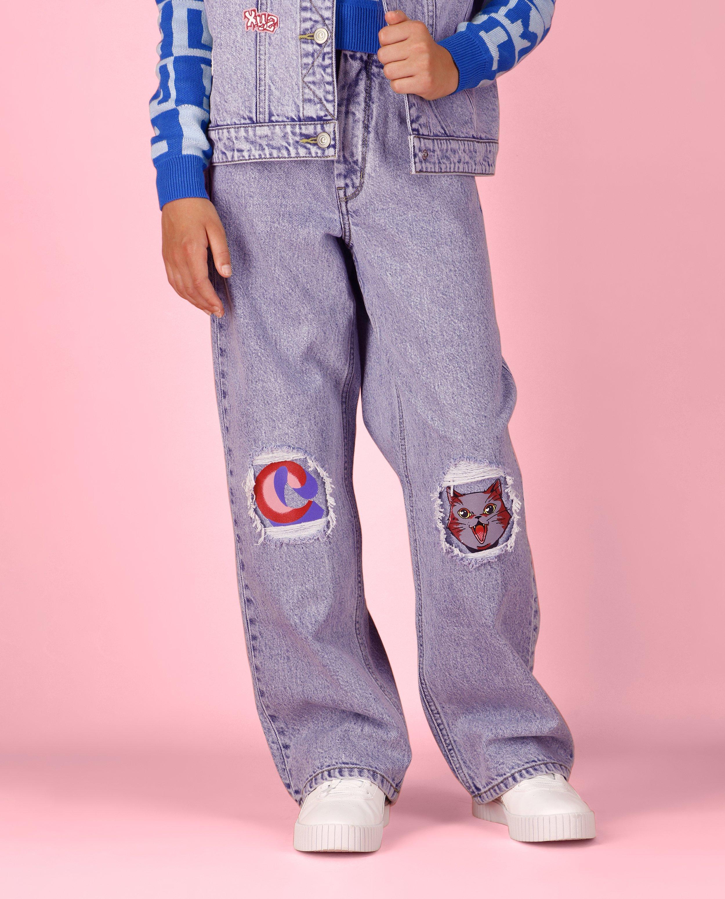 Jeans - Jeans bleu clair, coupe à jambes larges