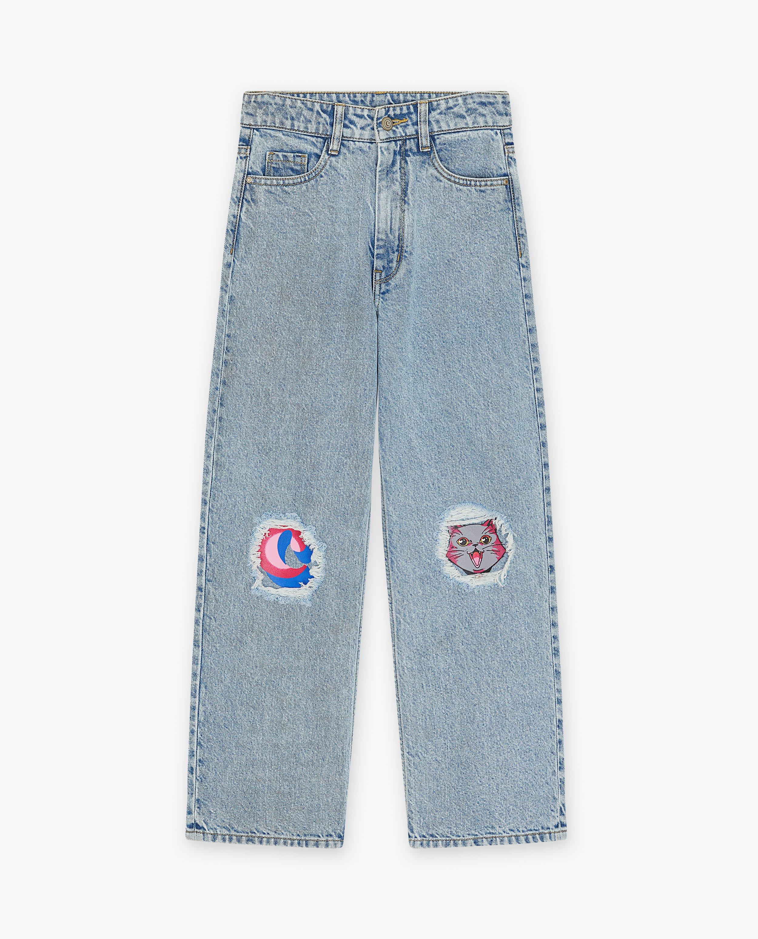 Jeans - Jeans bleu clair, coupe à jambes larges