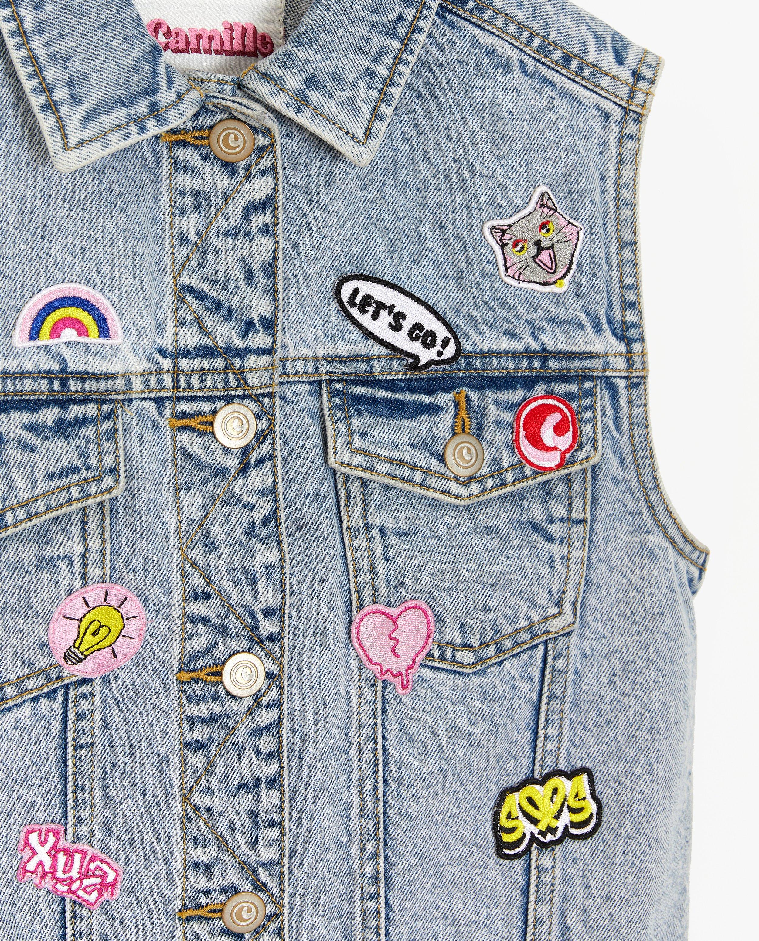 Cardigan - Jeansvest met patches, 4-14 jaar