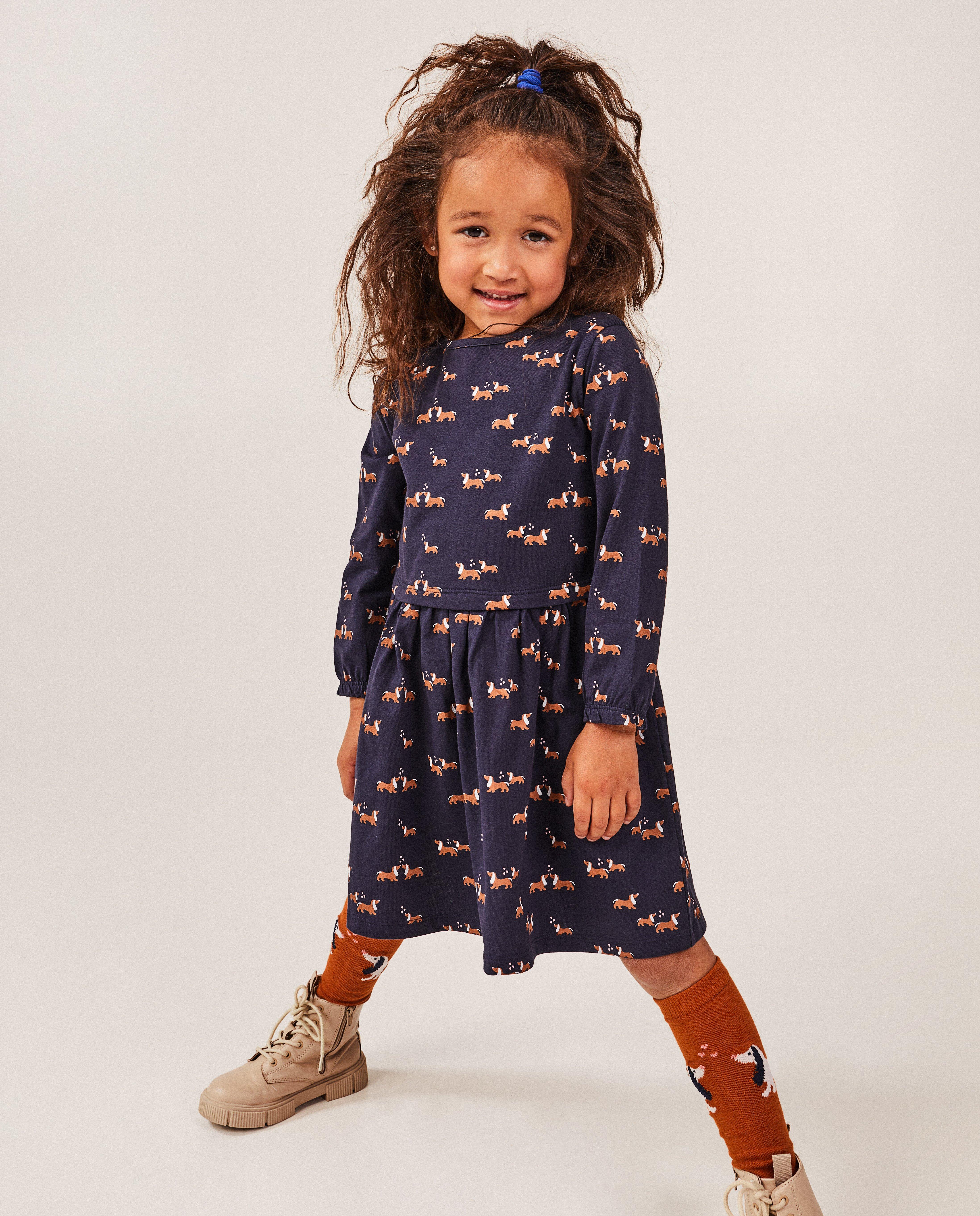 Kleedjes - Blauwe jurk met hondenprint