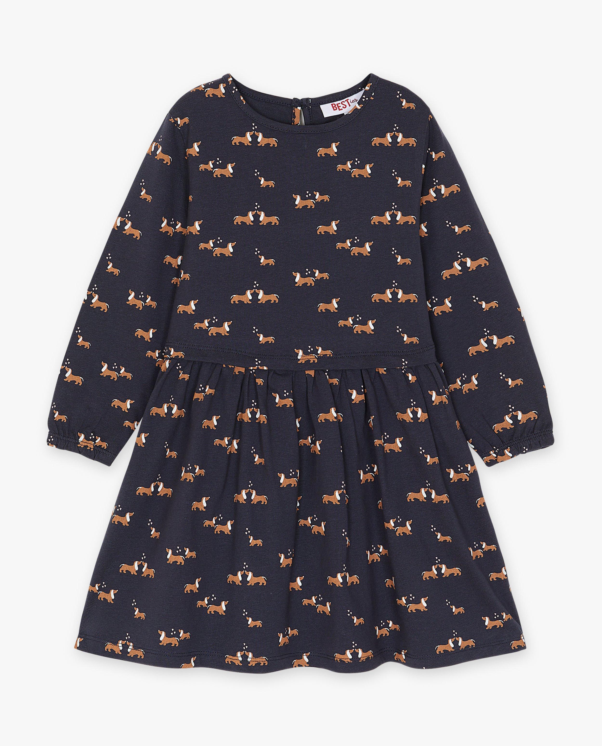 Kleedjes - Blauwe jurk met hondenprint