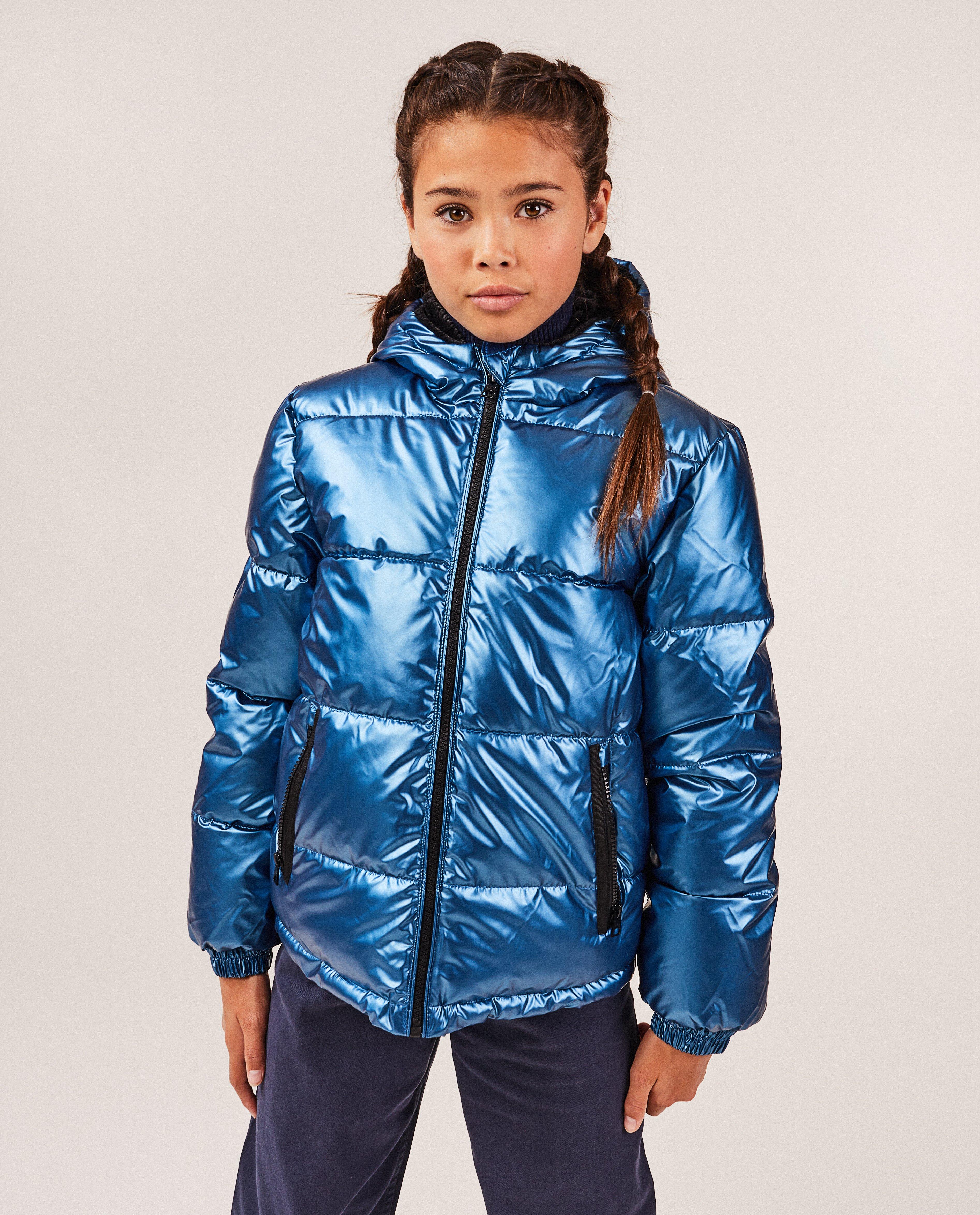 Poncho's en teddy's - Blauwe metallic jas