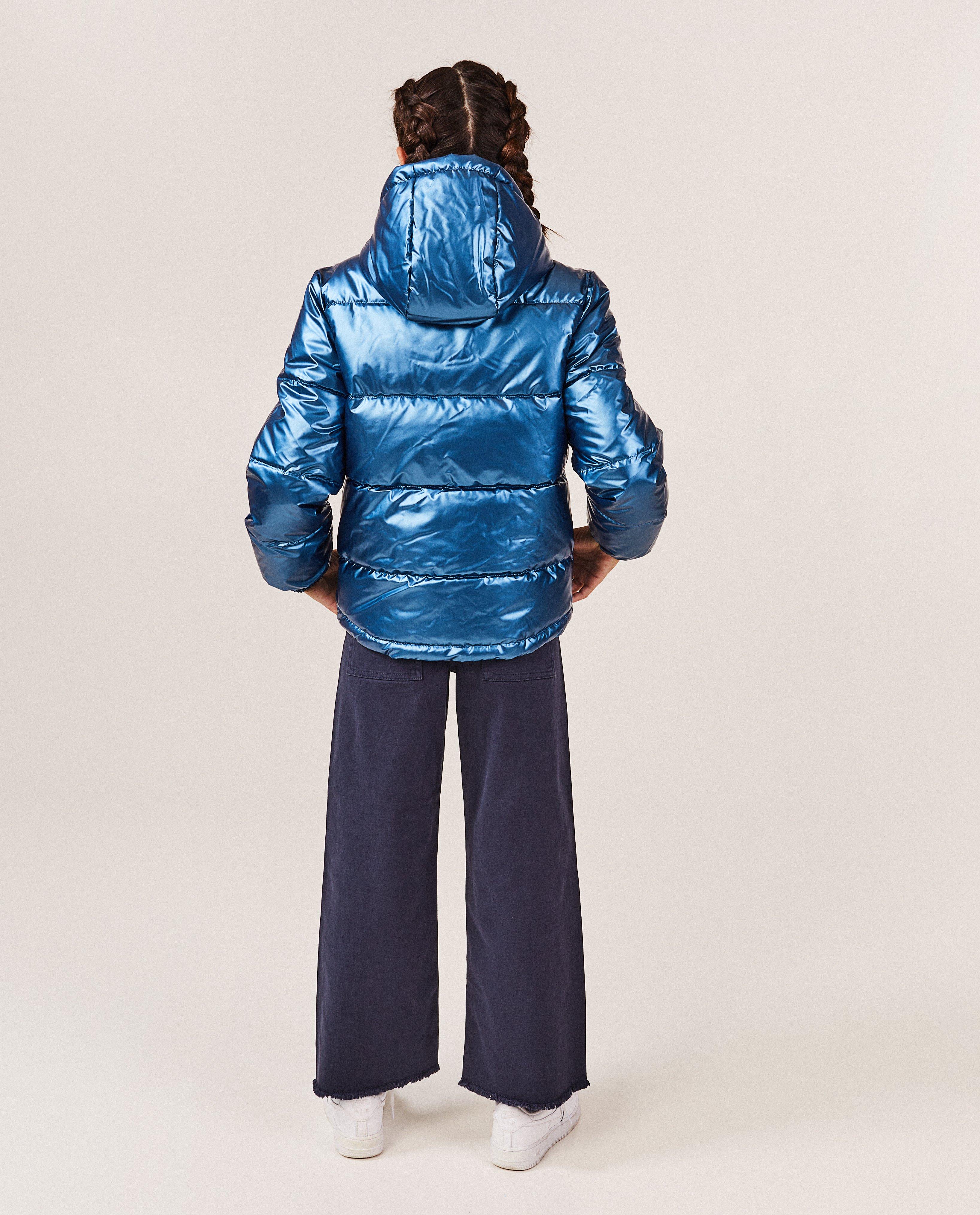 Poncho's en teddy's - Blauwe metallic jas