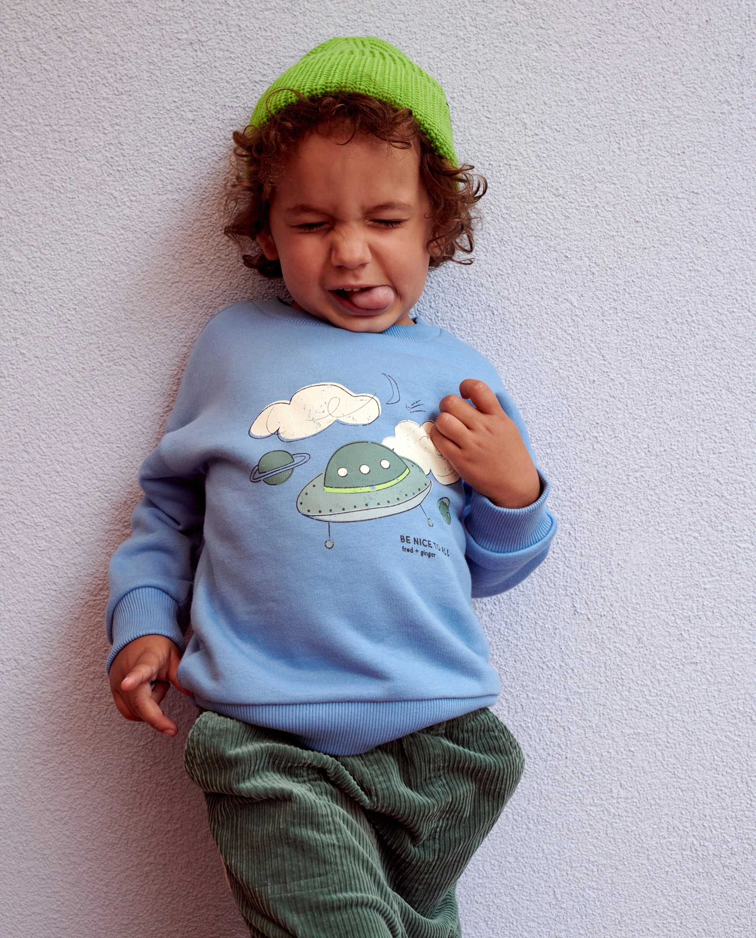 Blauwe sweater met print