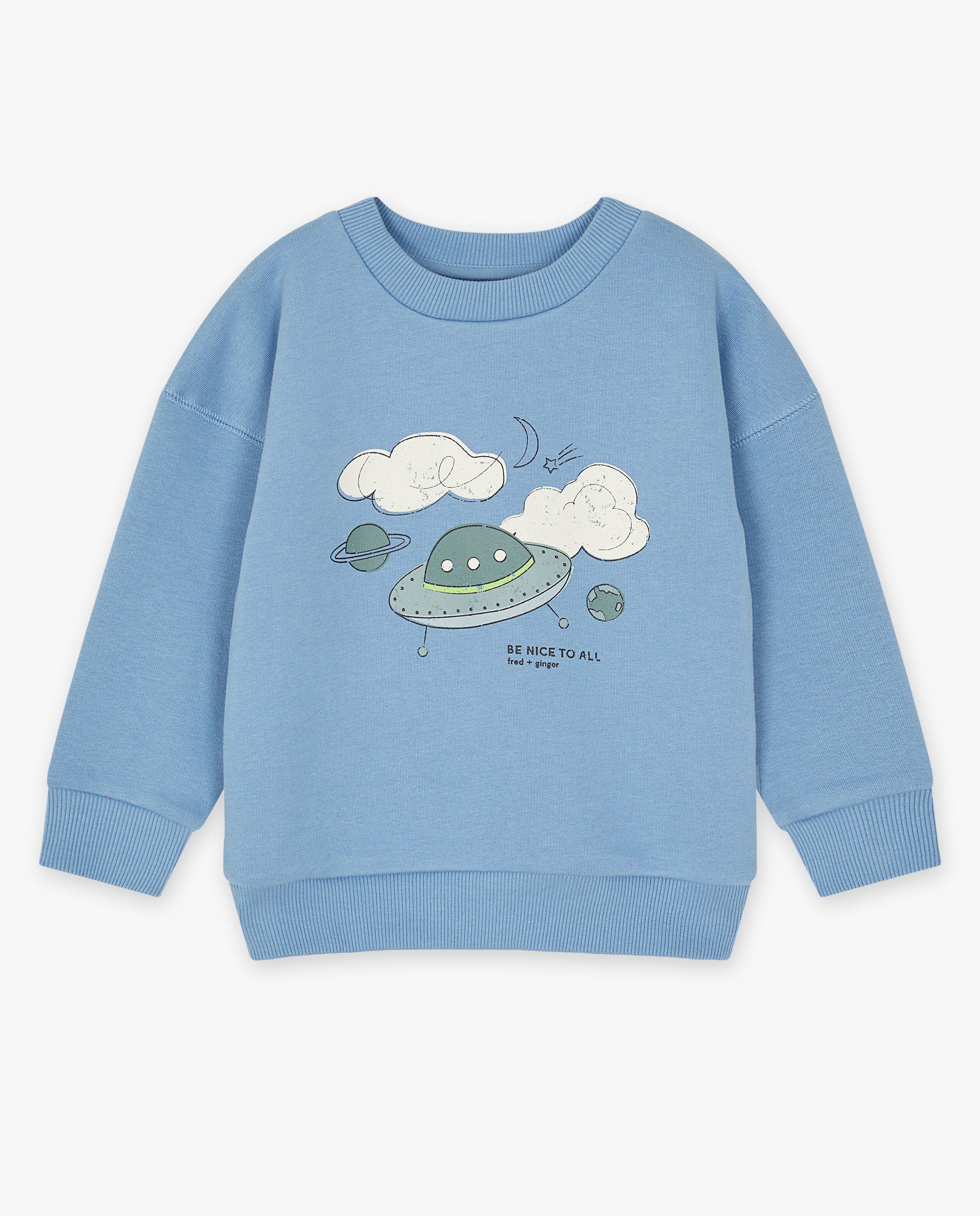 Sweaters - Blauwe sweater met print