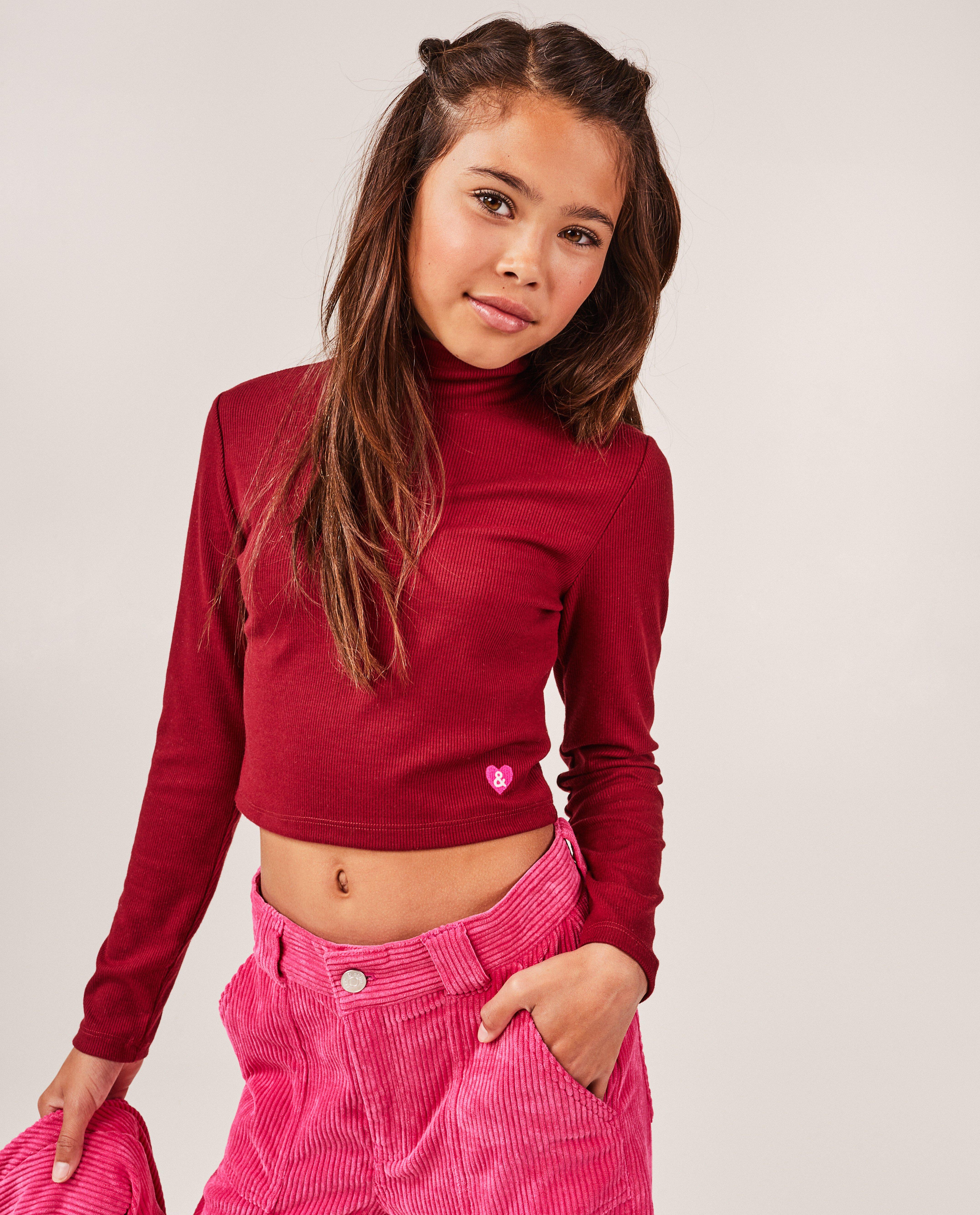 T-shirts - Longsleeve met rib, cropped fit