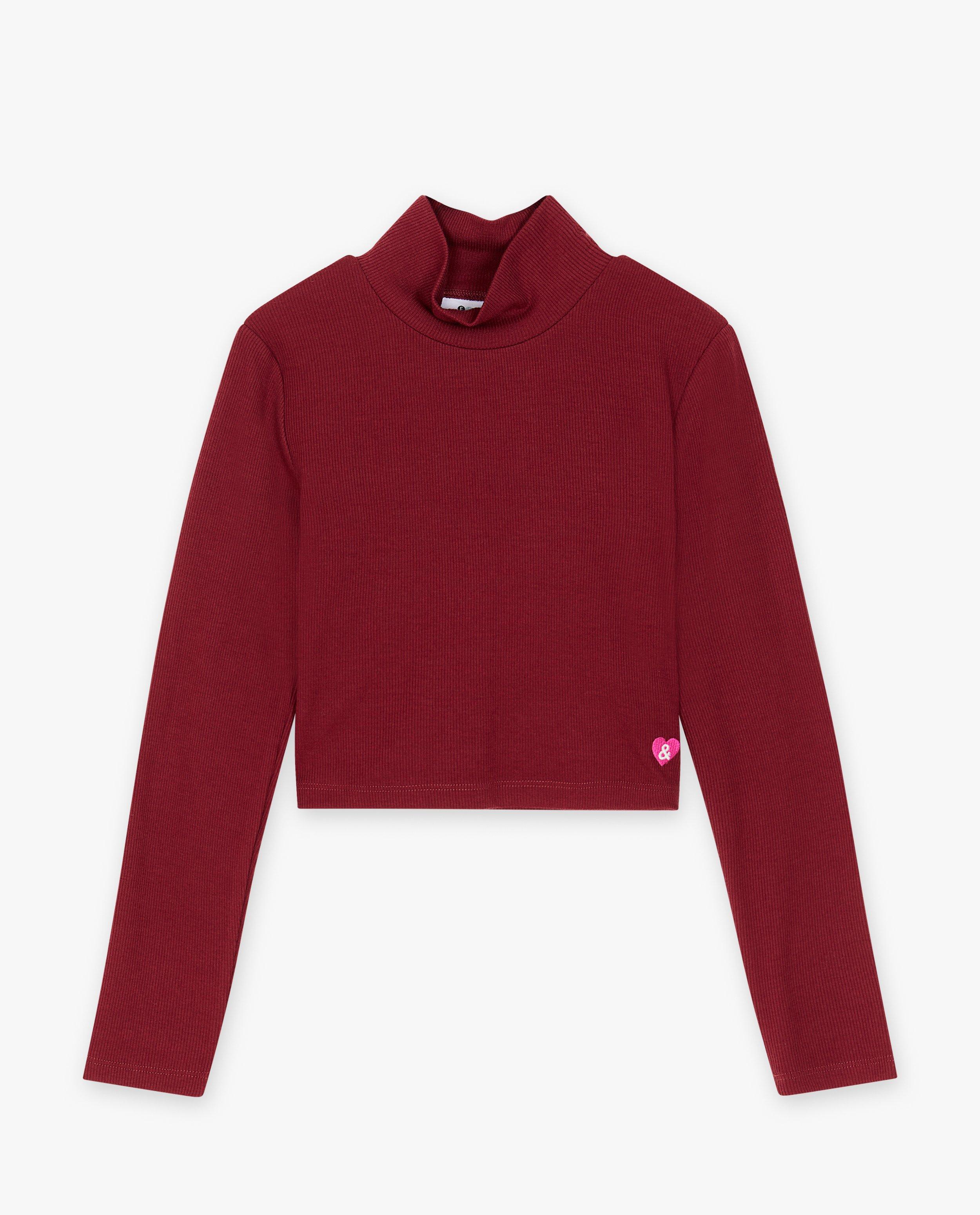 T-shirts - Longsleeve met rib, cropped fit