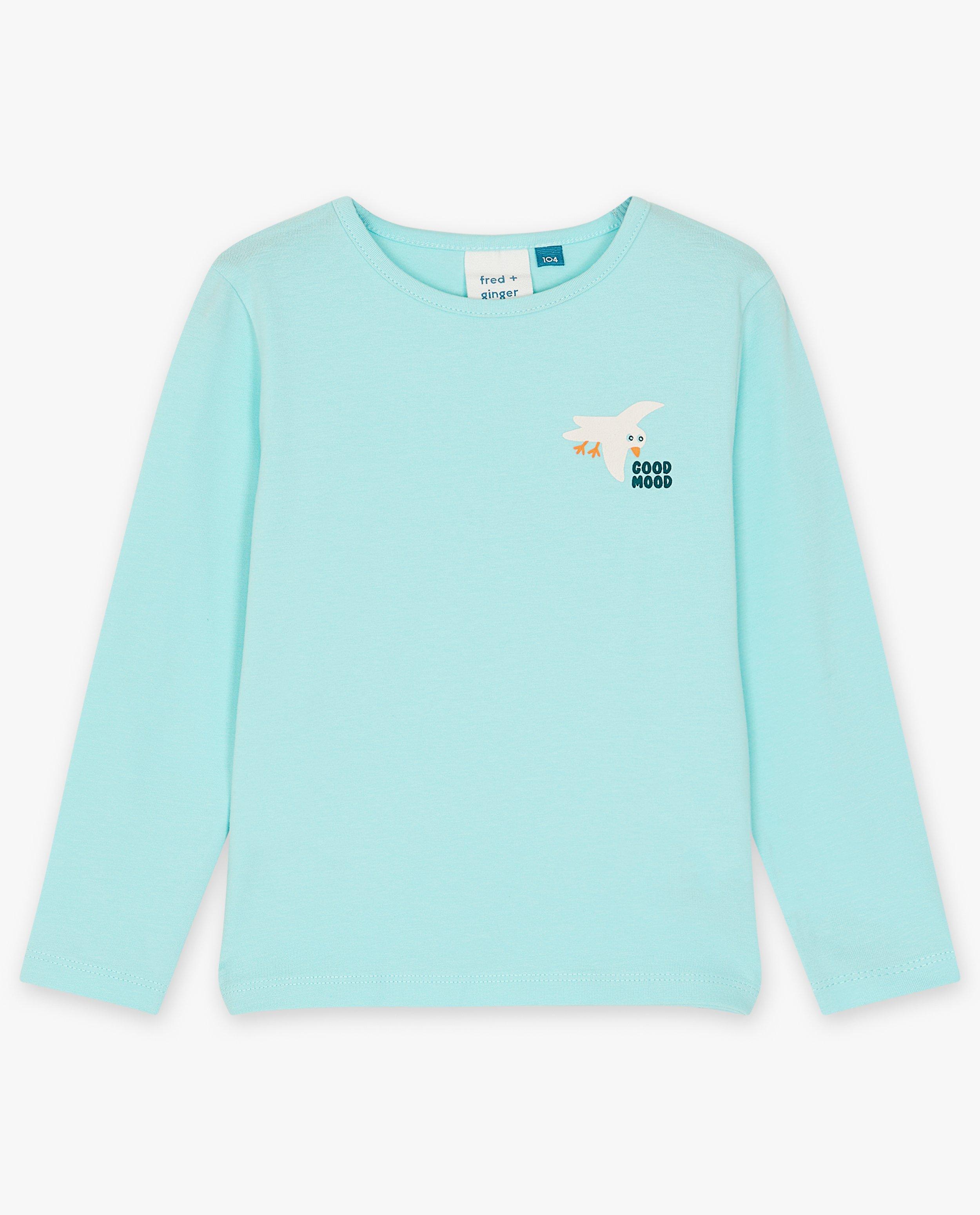 T-shirts - Blauwe longsleeve met print