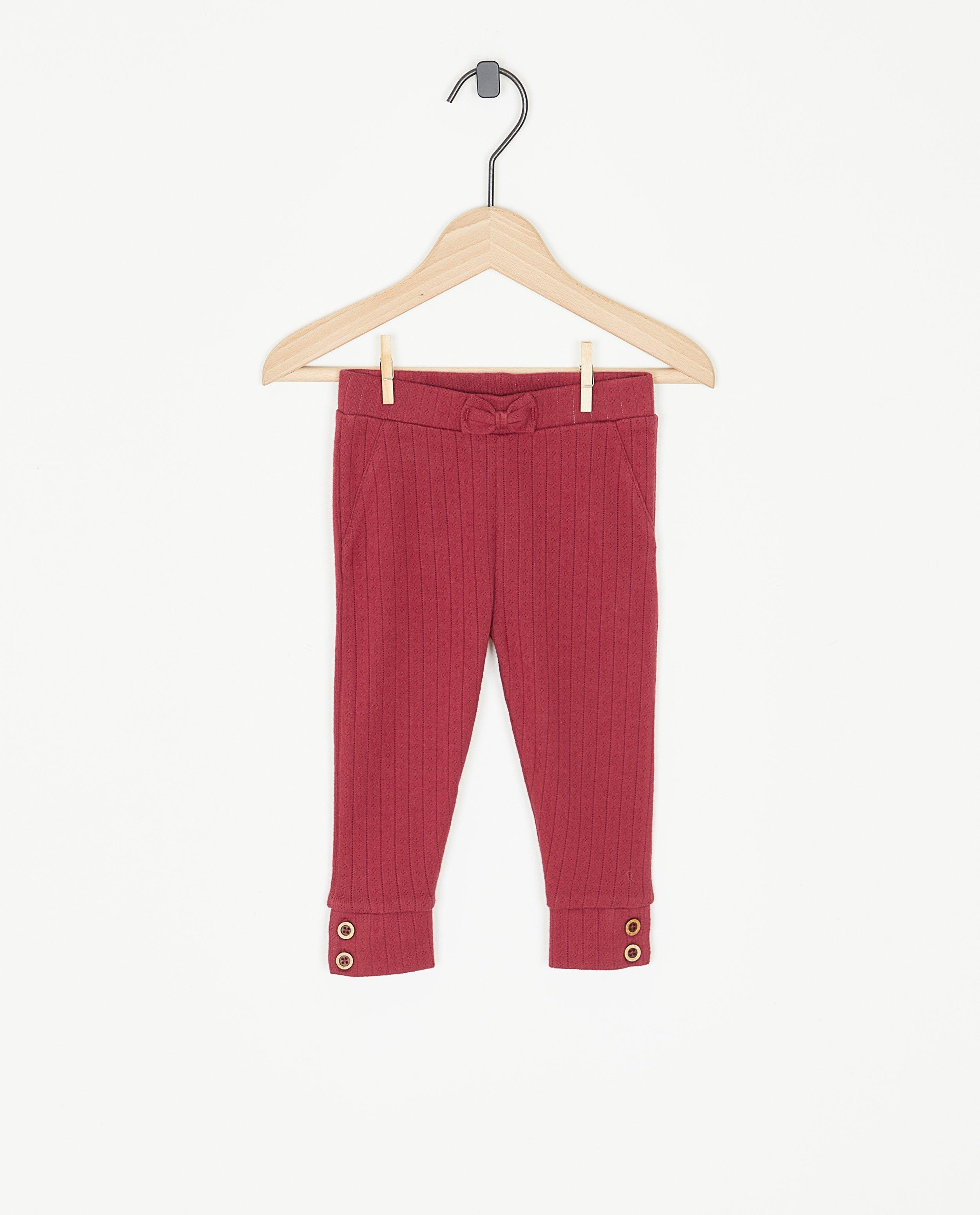Donkerrode legging met ajour - null - Cuddles and Smiles