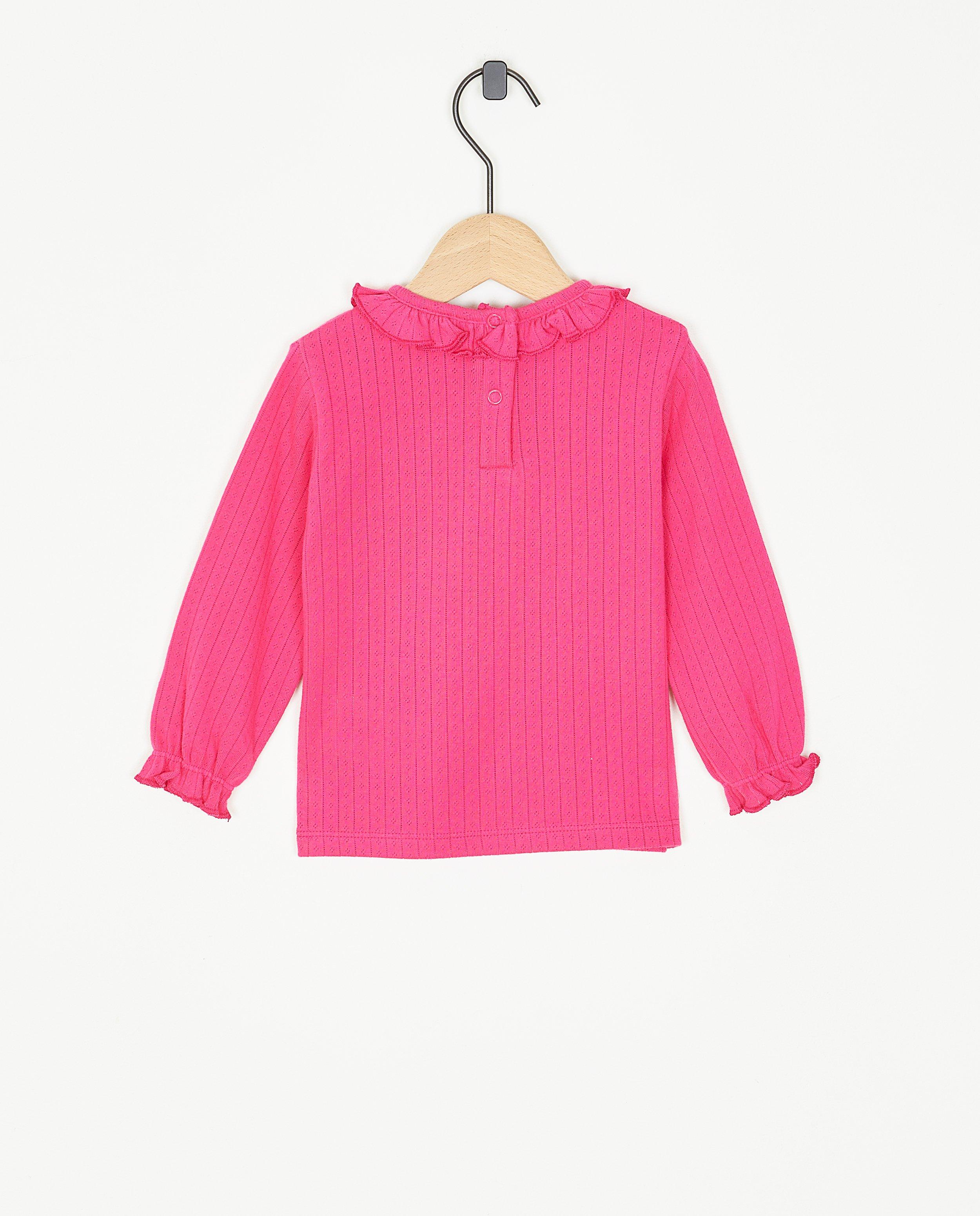 T-shirts - Roze longsleeve met ajour