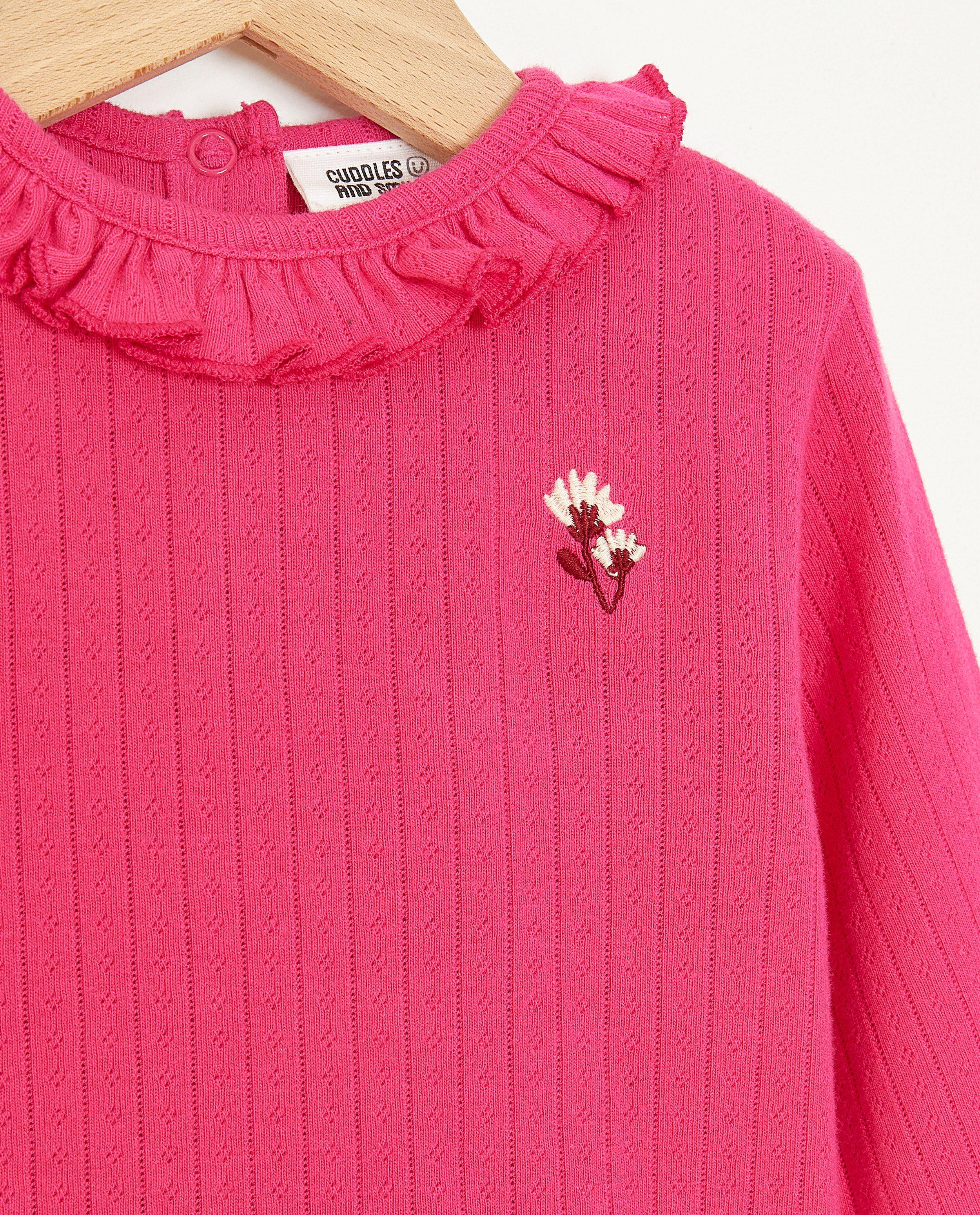 T-shirts - Roze longsleeve met ajour