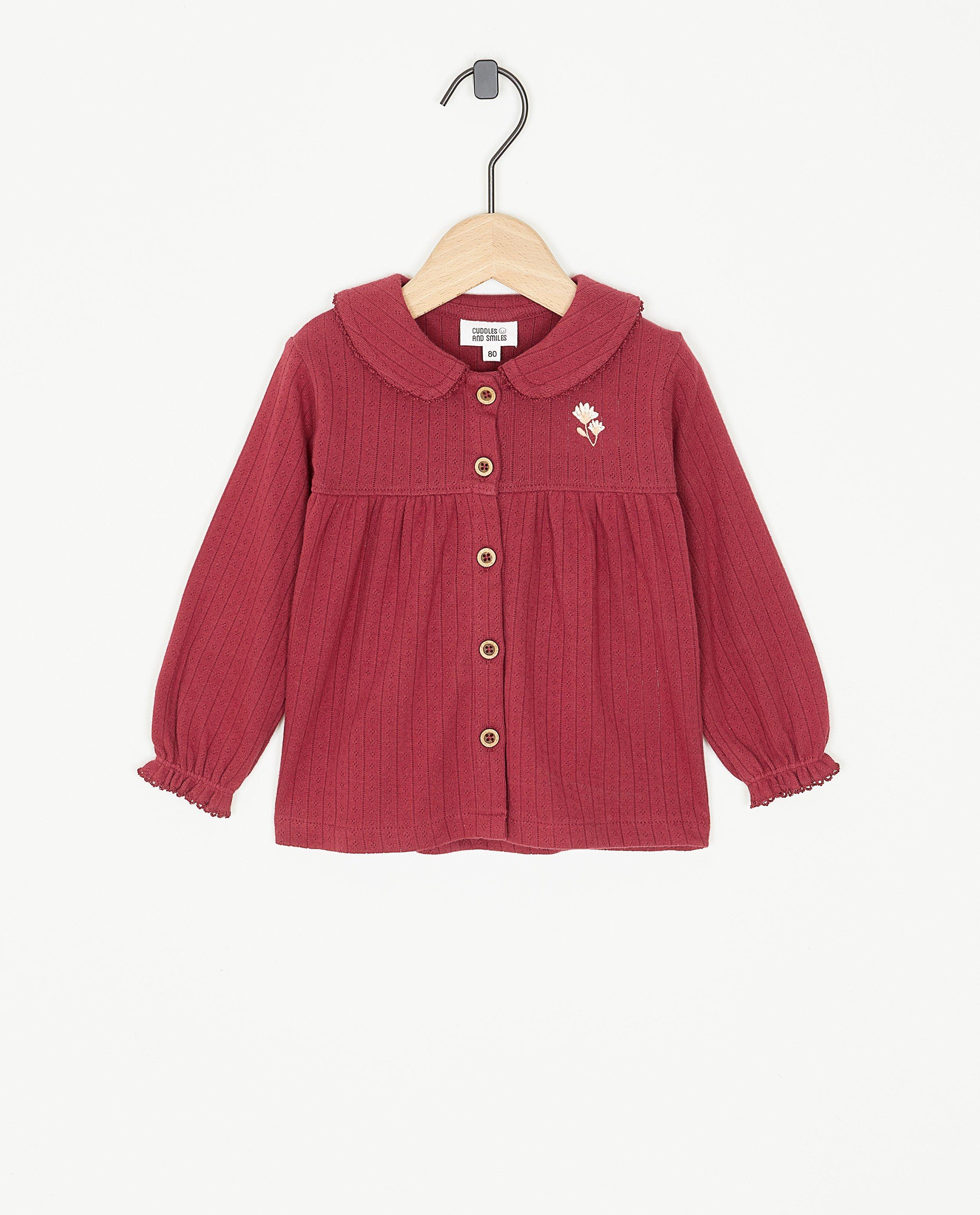 Donkerrode blouse met ajour - null - Cuddles and Smiles