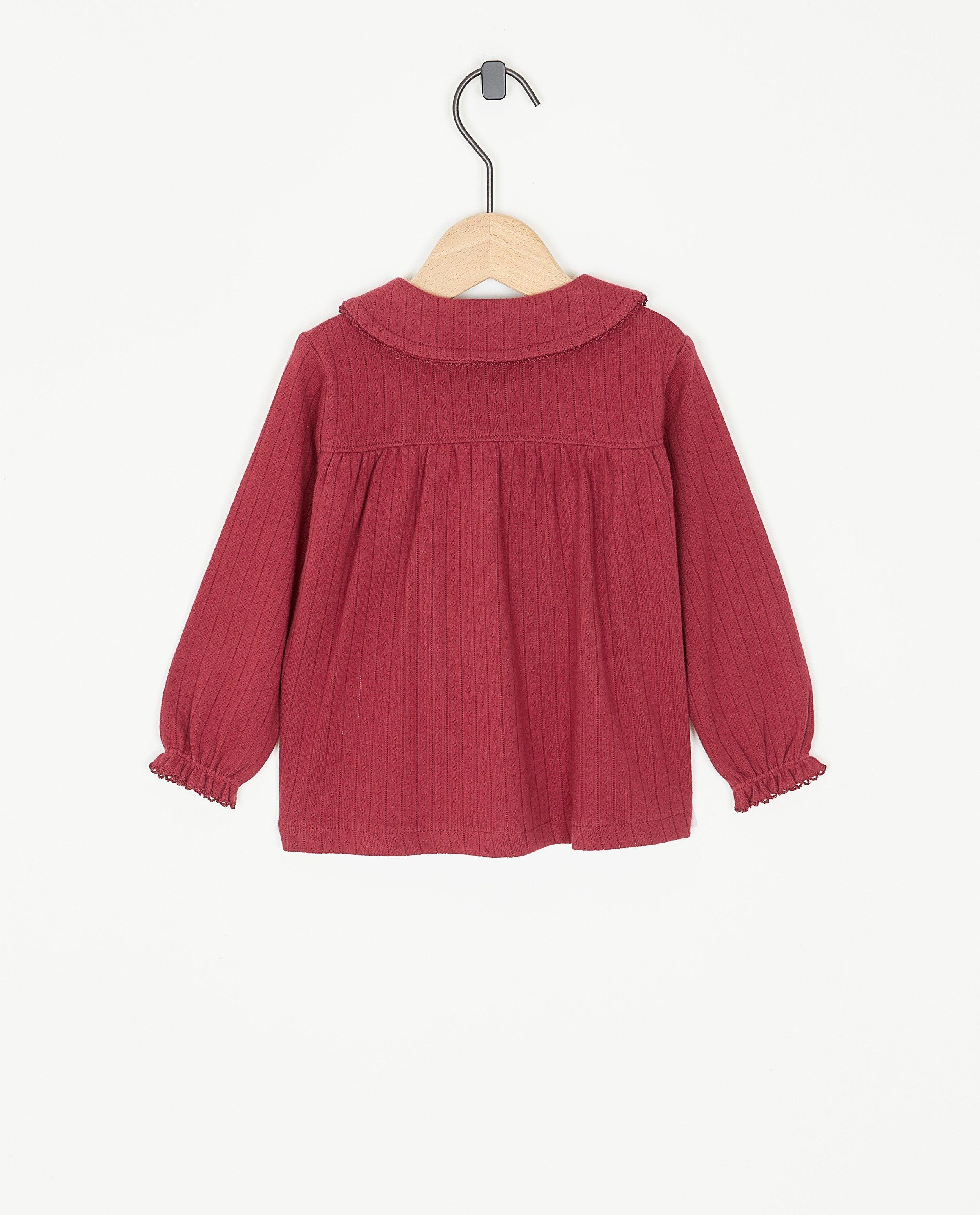 Hemden - Donkerrode blouse met ajour