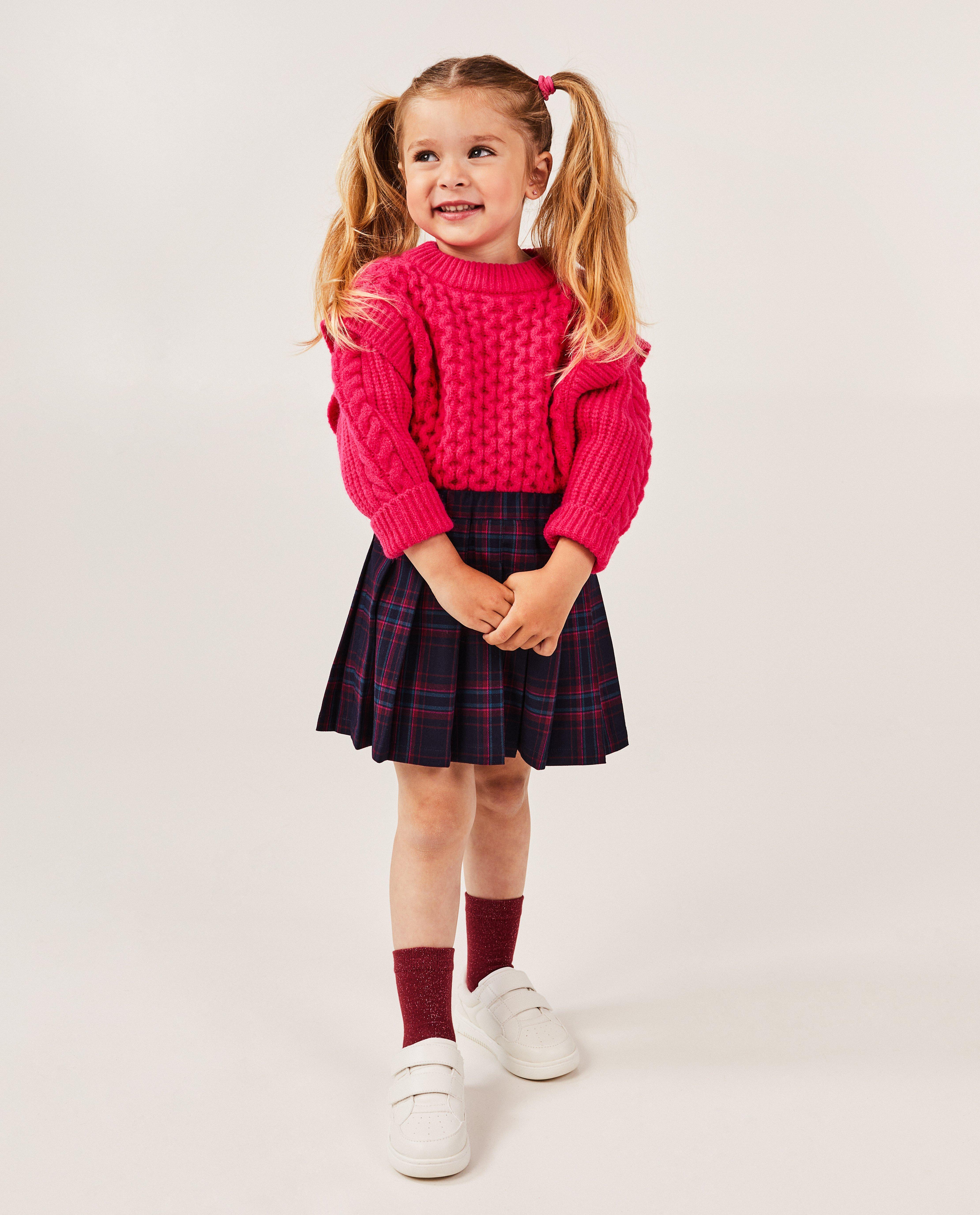 Jupe pliss&eacute;e &agrave; carreaux - D&eacute;tails du produit - bleu fonc&eacute; - image num&eacute;ro 2