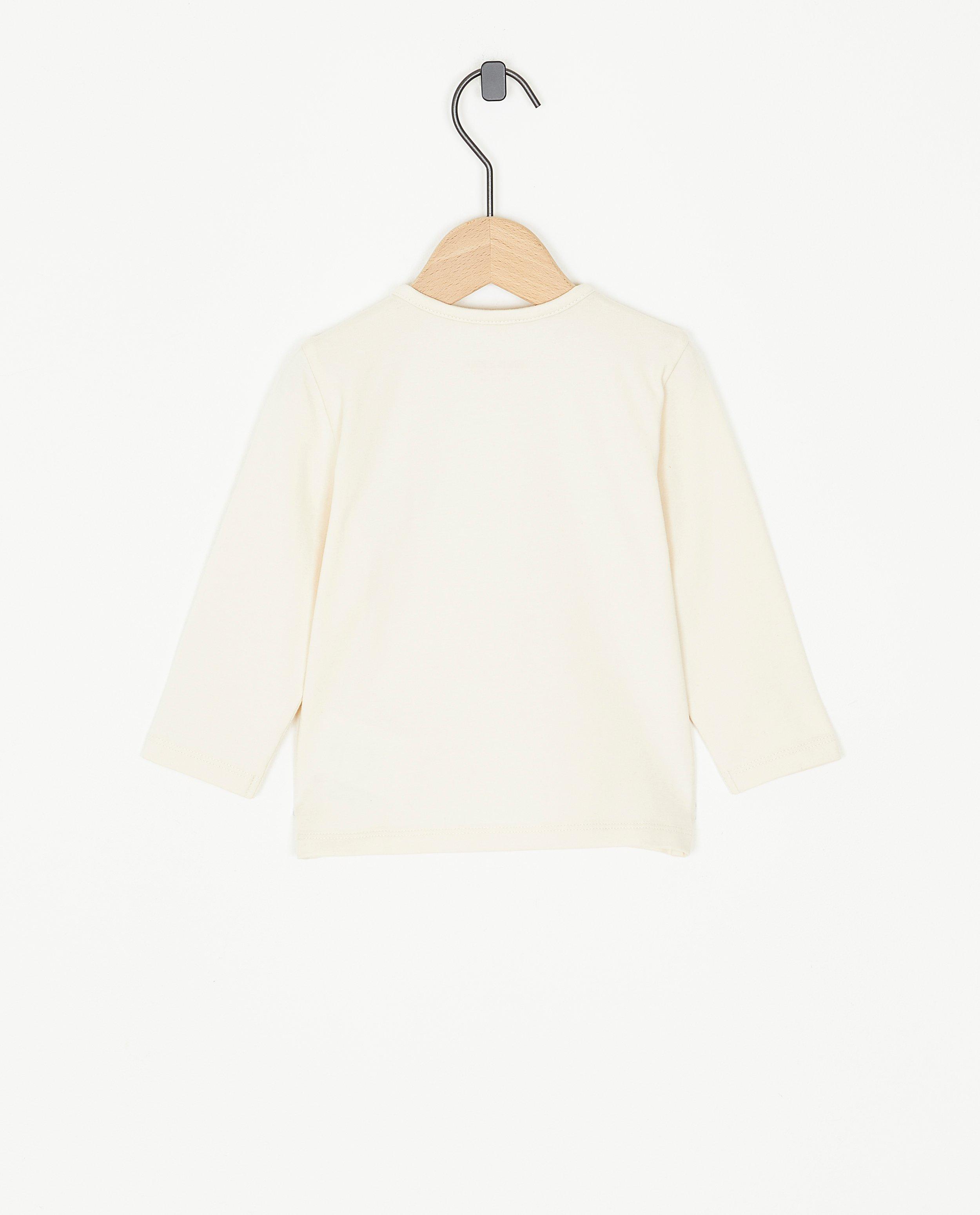 T-shirts - Beige longsleeve met opschrift