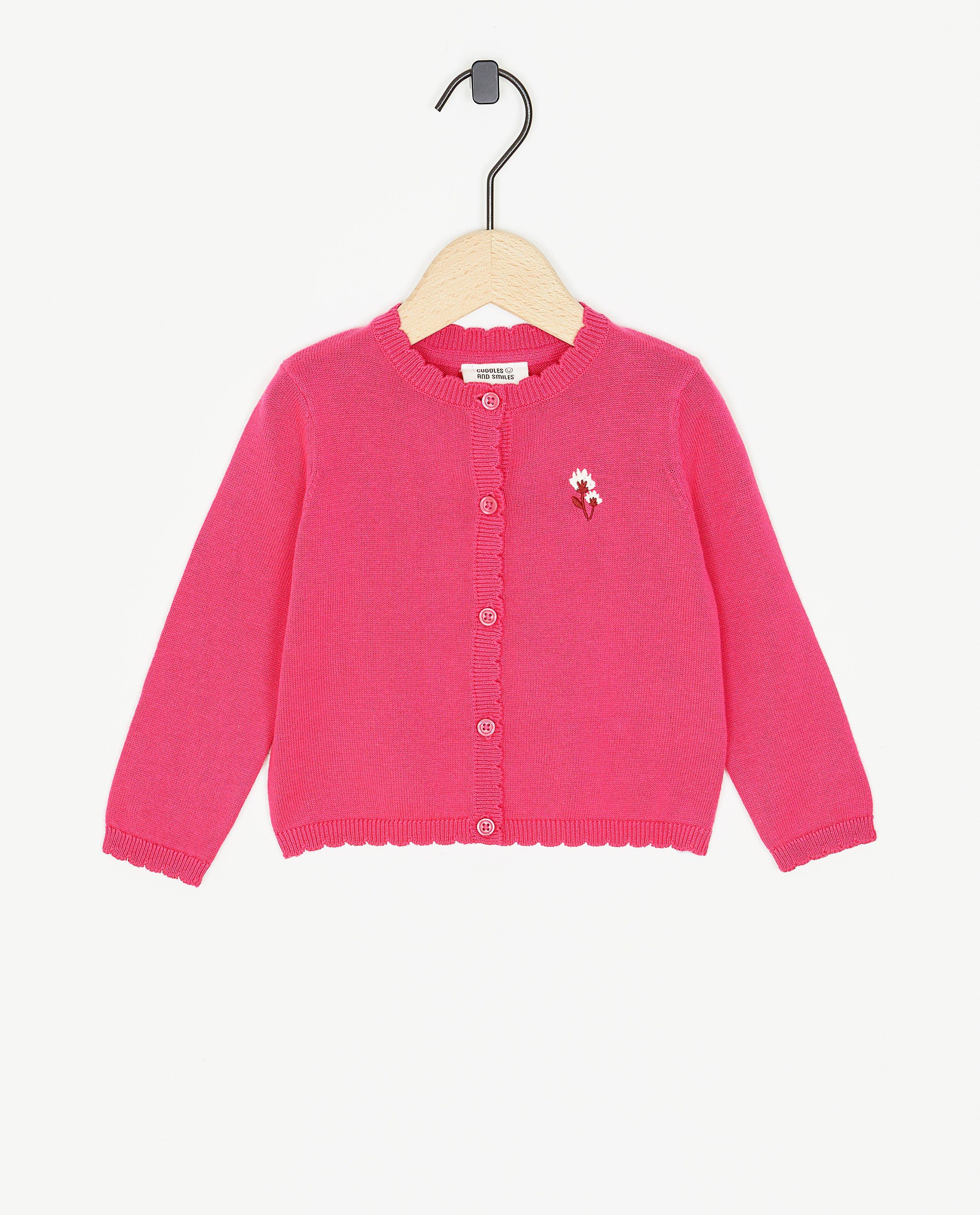Cardigan rose en fin tricot - null - Cuddles and Smiles