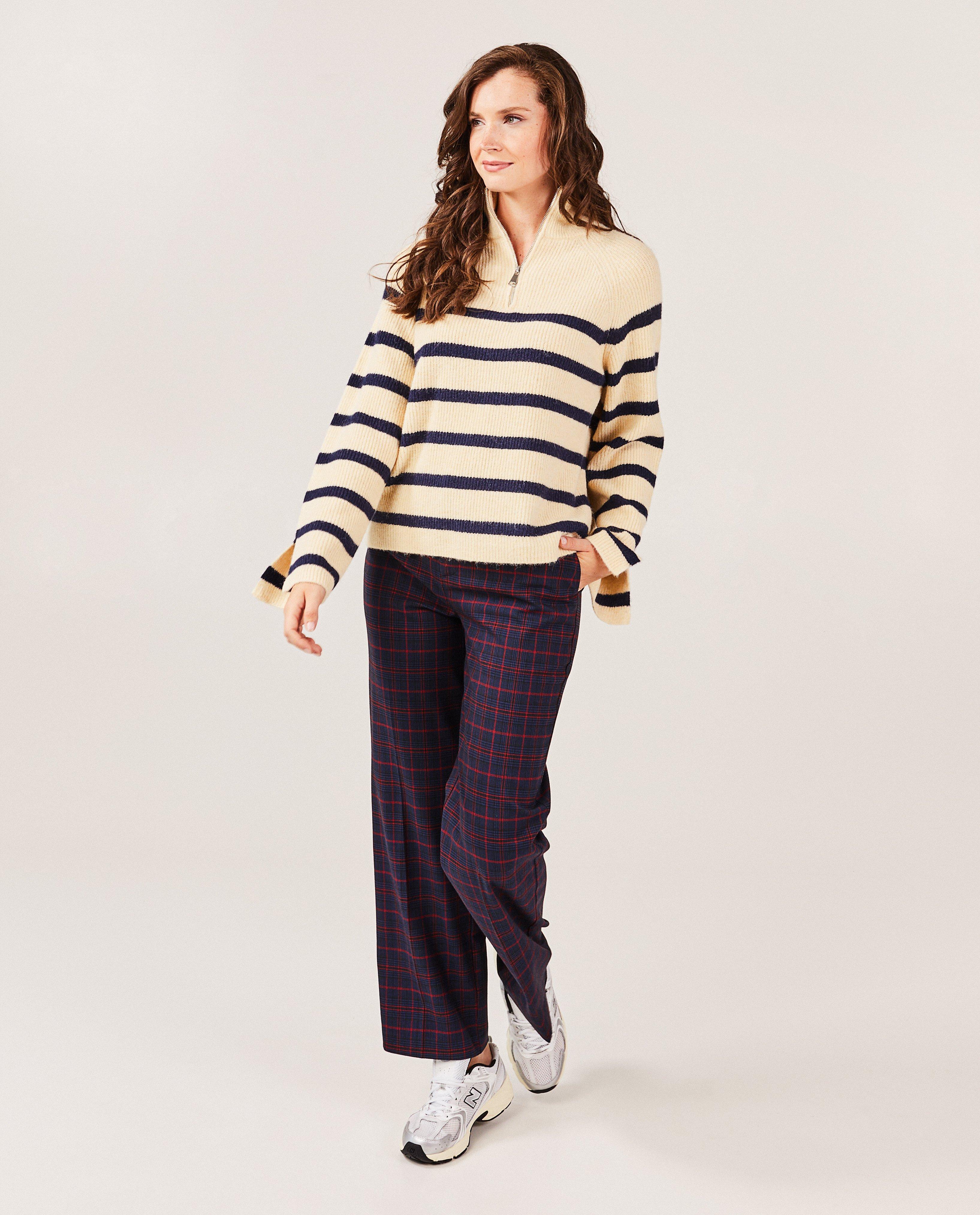 Donkerblauwe broek met ruiten - null - Sora