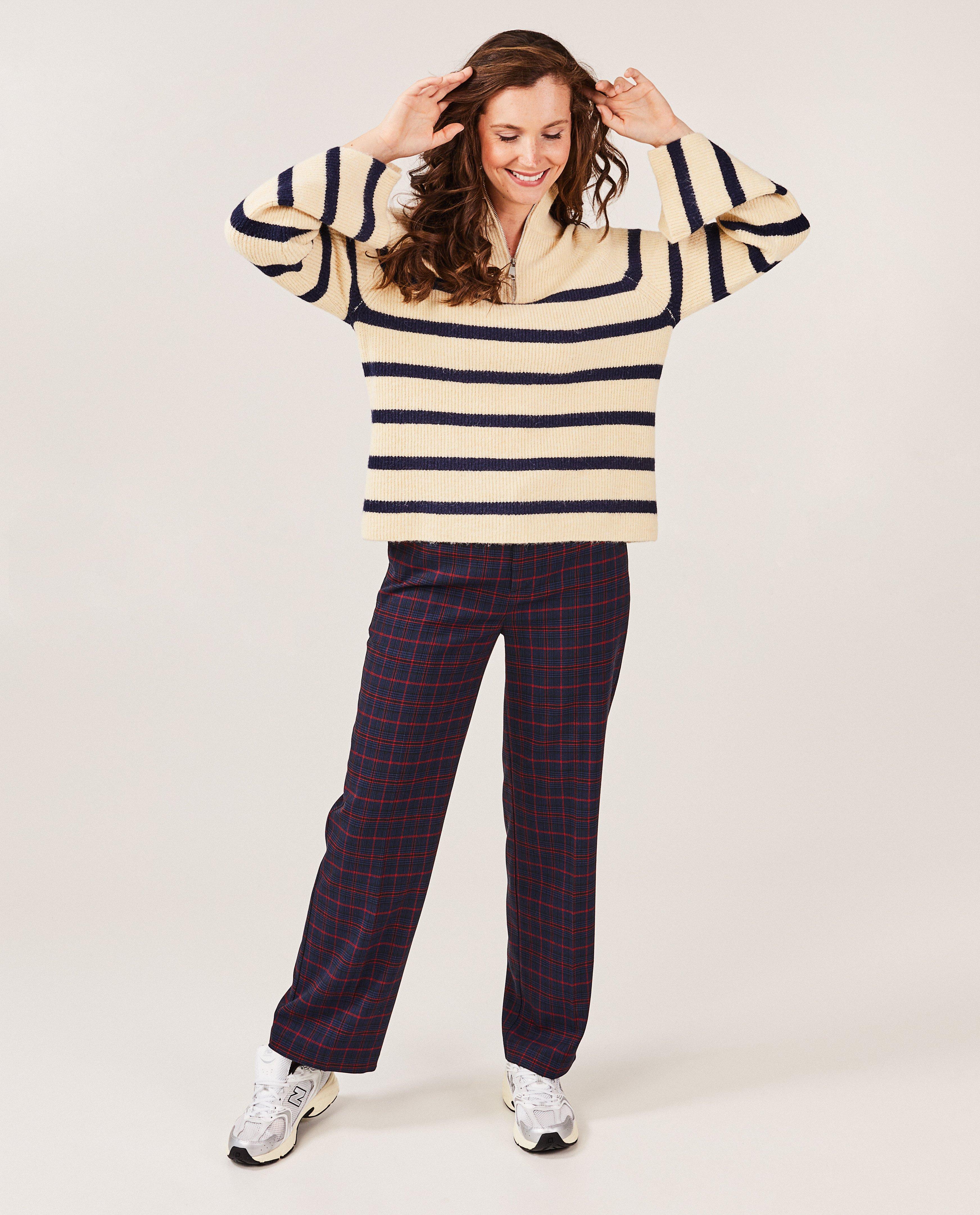 Broeken - Donkerblauwe broek met ruiten