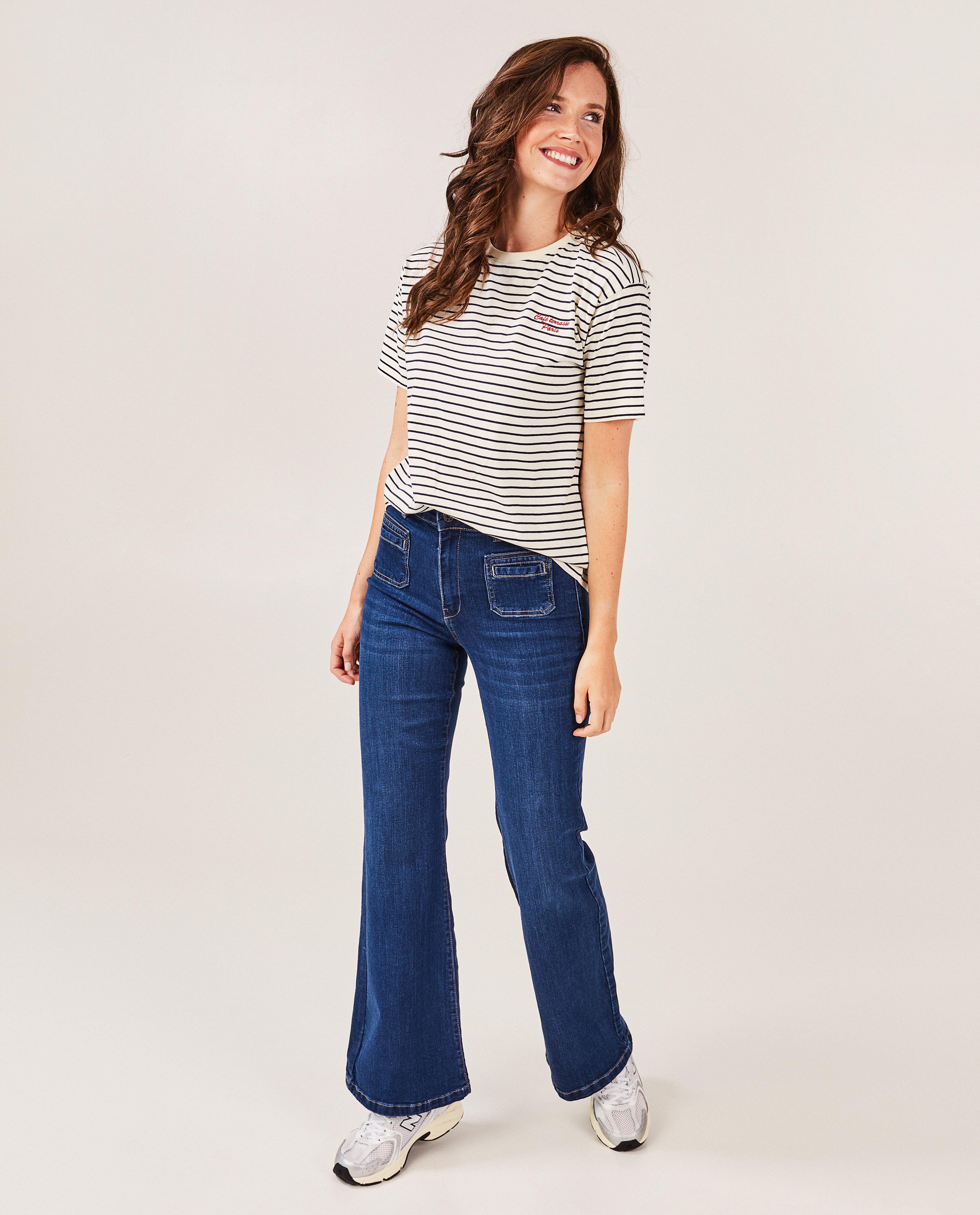 Donkerblauwe jeans, flared fit - null - Sora