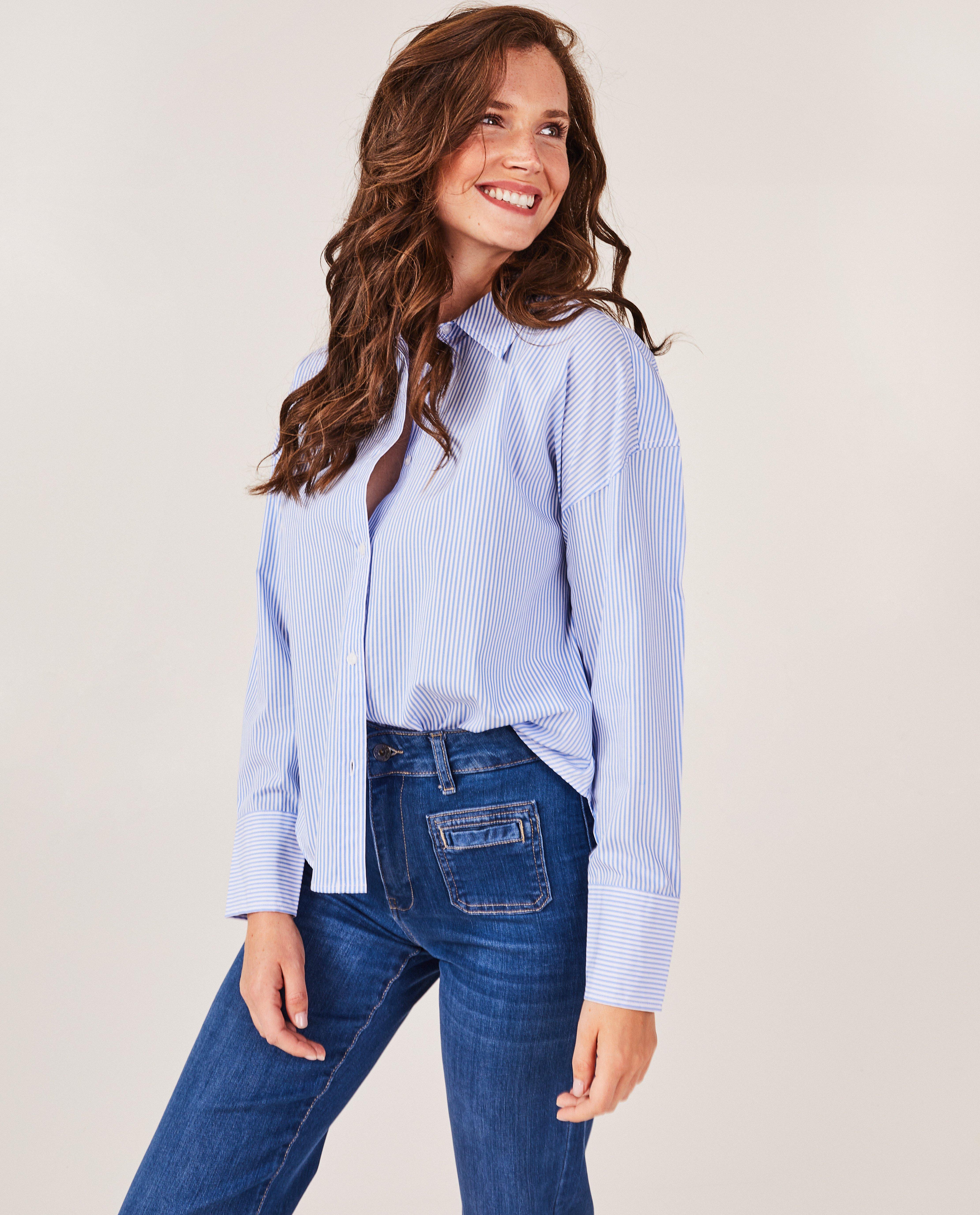 Blauwe jeans, flared fit - null - Sora
